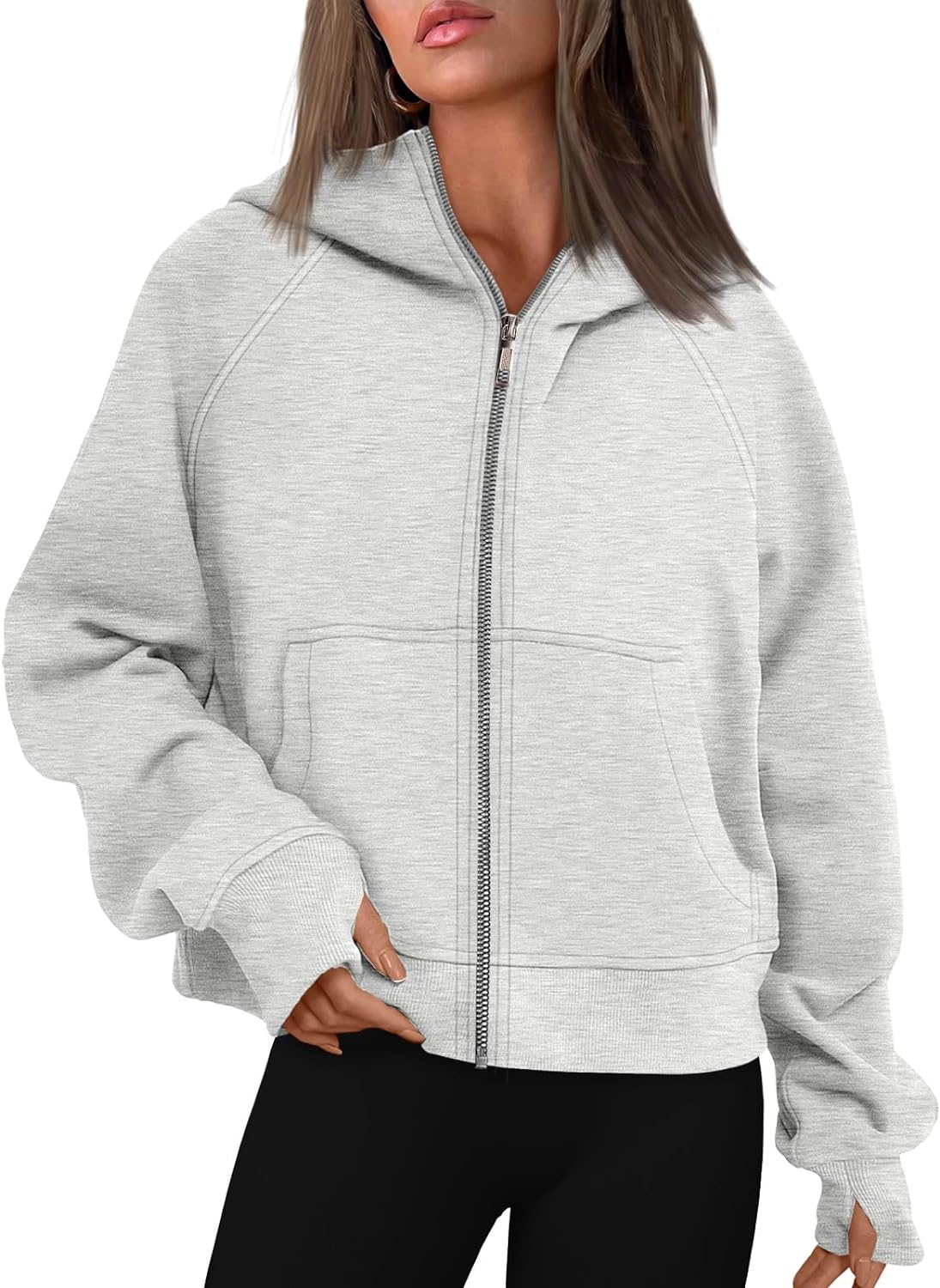 AUTOMET Womens Zip Up Cropped Hoodies Fleece Oversized Sweatshirts Full  Zipper J