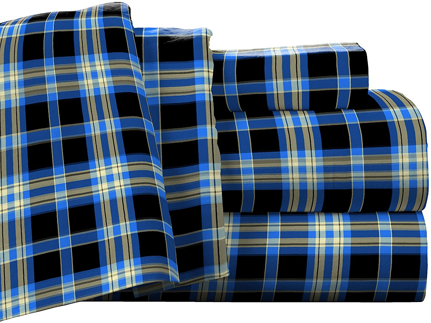 Pointehaven Flannel Deep Pocket Set with Oversized Flat Sheet King Snow Flakes 