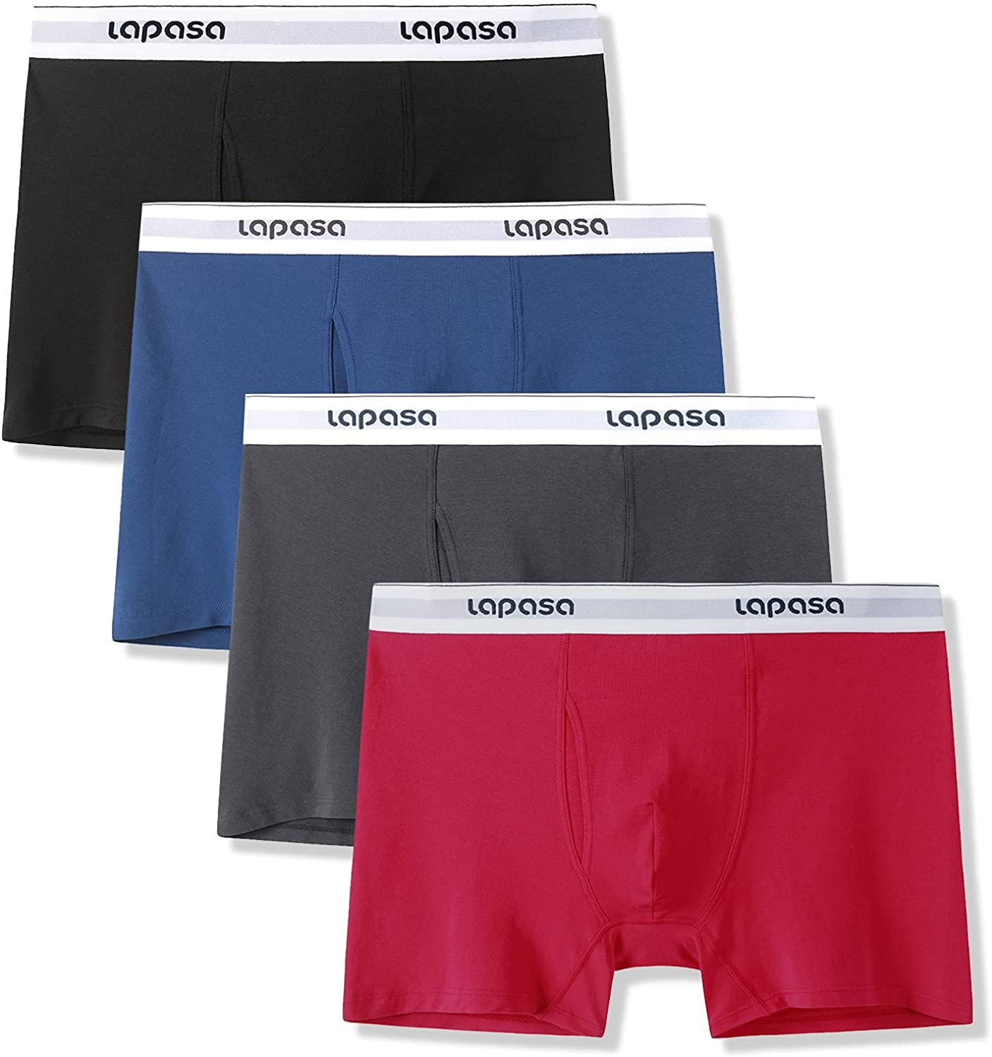LAPASA Men's Modal Boxer Briefs Bulge Enhancing Pouch Trunk Underwear No  Fly 4 Pack M02