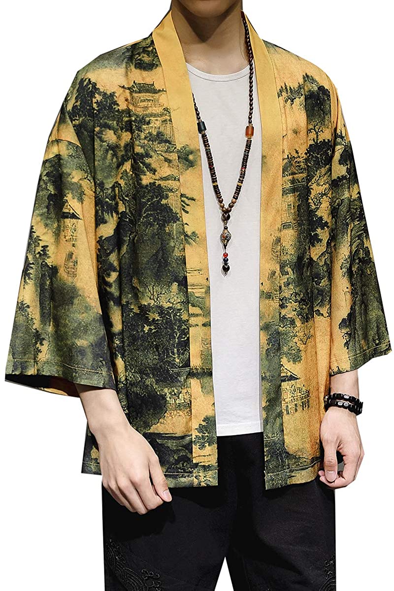 Seidarise Men's Haori Jacket Kimono Cardigan Yukata Noragi Happi Coat