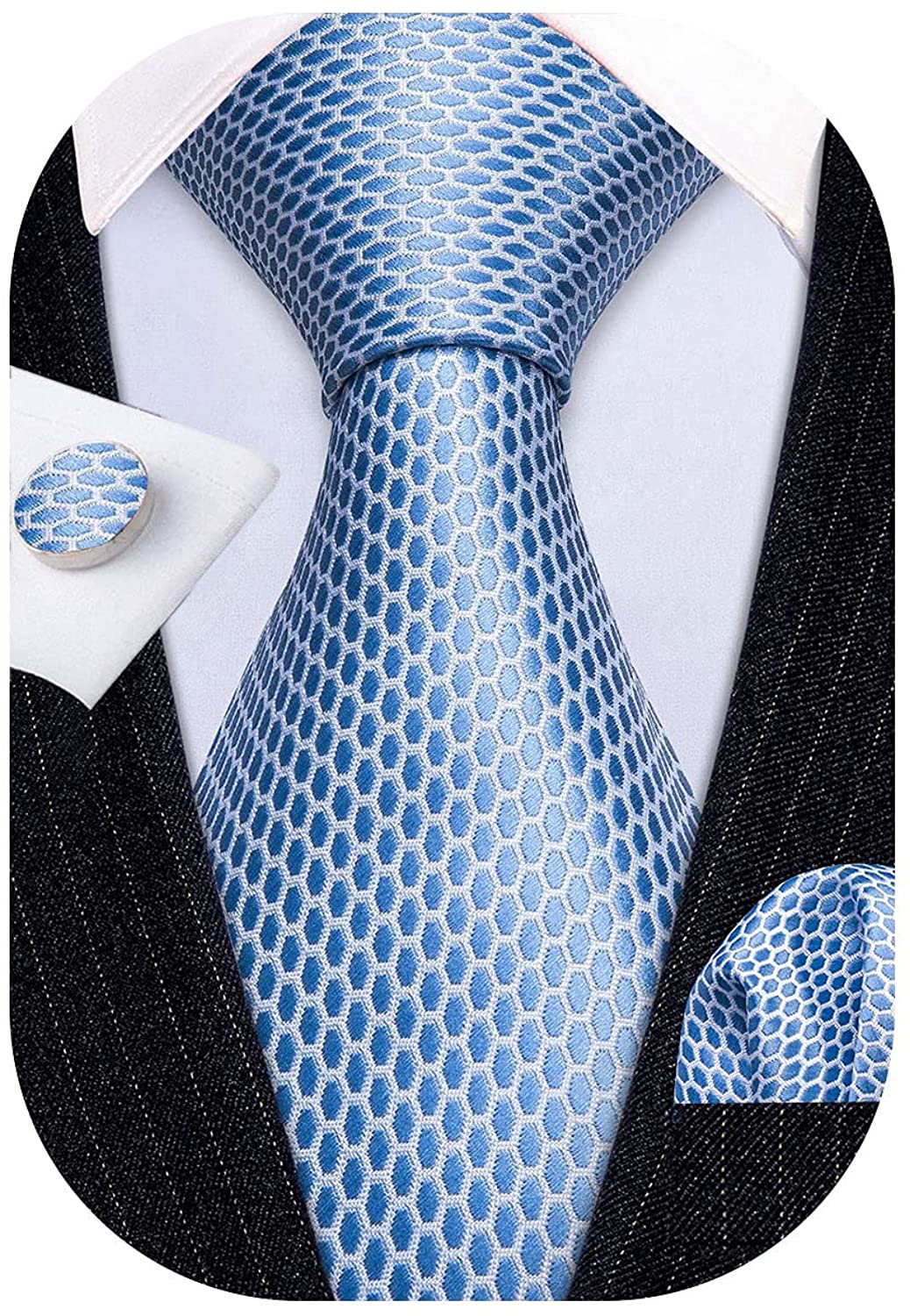Barry.Wang Men Tie Set Paisley Solid Silk Necktie Pocket Square Cufflinks  Extra | eBay