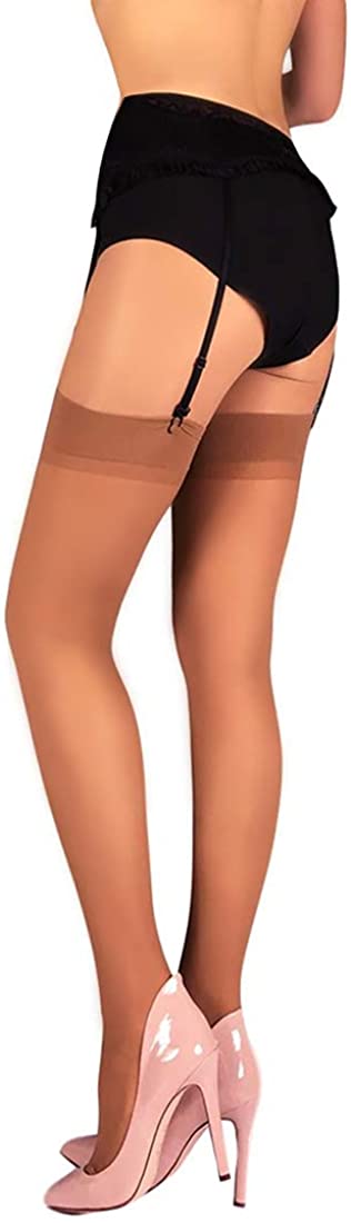 MILA MARUTTI Sheer Thigh High Stockings Nylons for Garter Belt 20 Den Pantyhose for Women