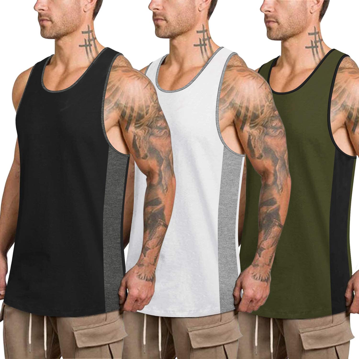 Coofandy Mens Workout Tank Tops Pack Quick Dry Gym Muscle Tee Fitness