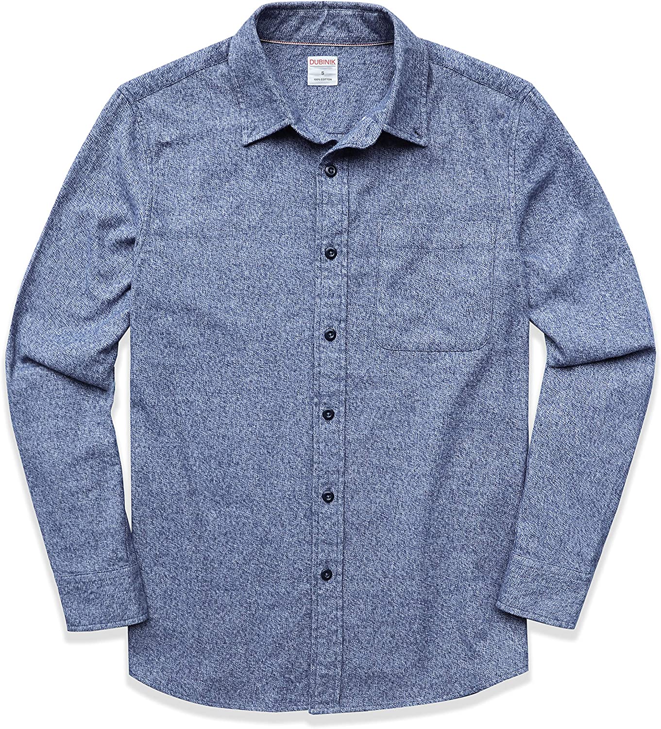Dubinik Mens Plaid Long Sleeve Casual Button-Down Shirts 100% Cotton Easy Care Regular Fit