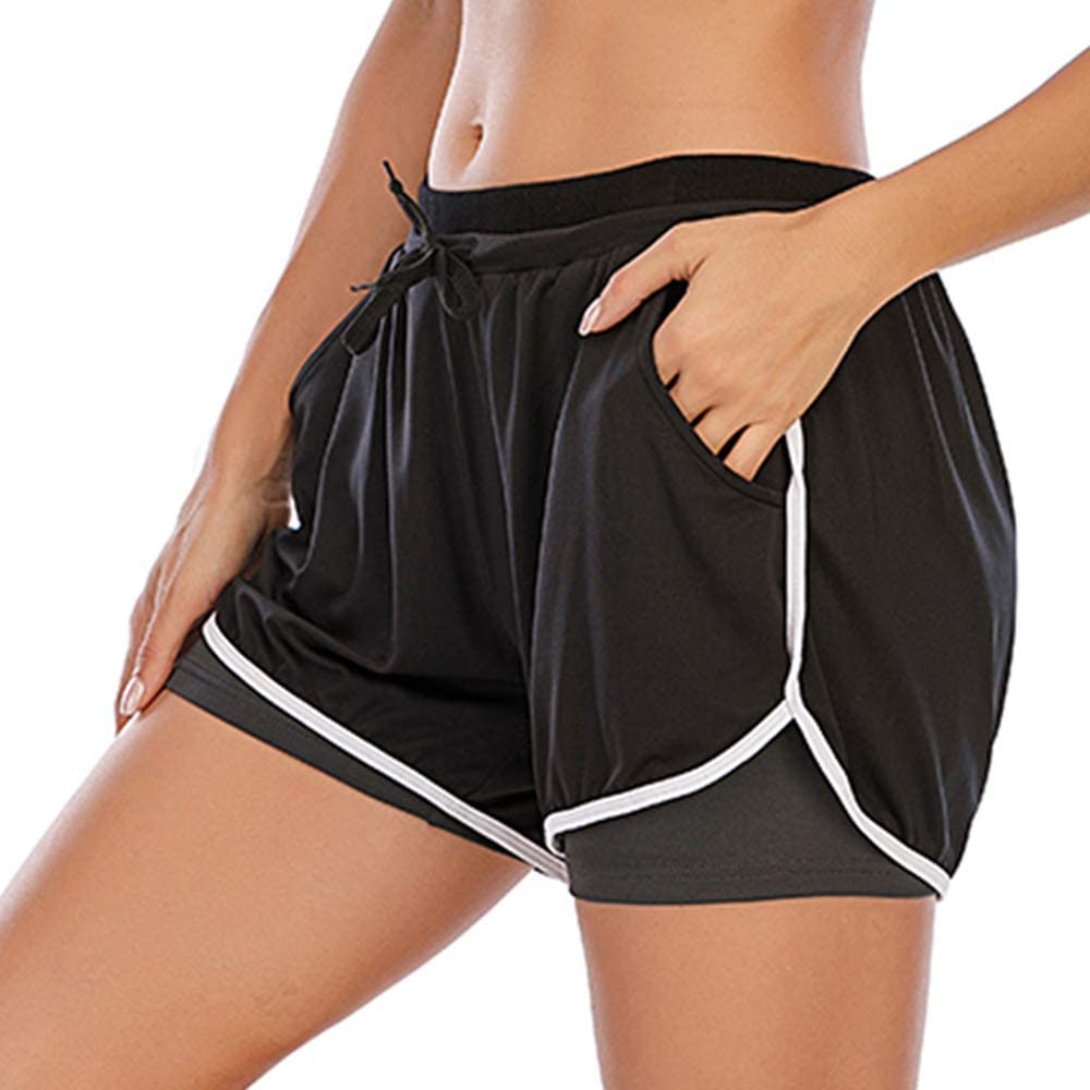 HOMETA 2 in 1 Running Shorts for Women Workout Shorts Double Layer