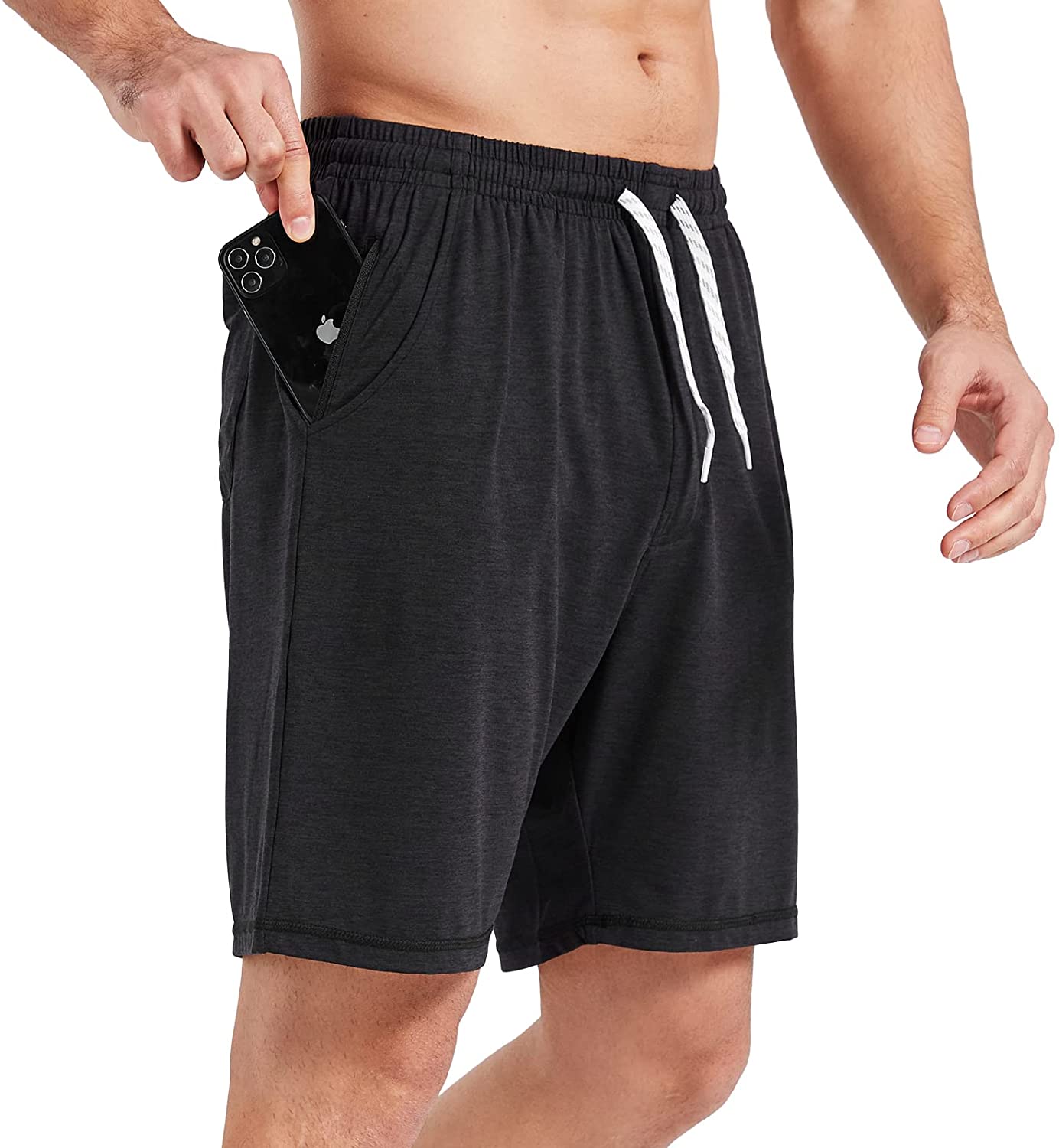 TBMPOY Men's 7'' Athletic Running Shorts Quick Dry Shorts with Zipper Pockets 