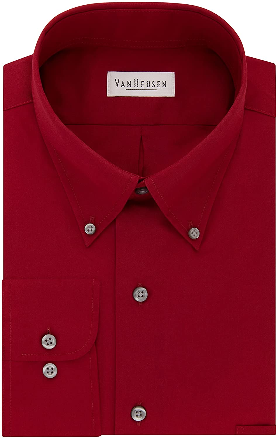 Van Heusen Men's Dress Shirts Regular Fit Silky Poplin Solid | eBay