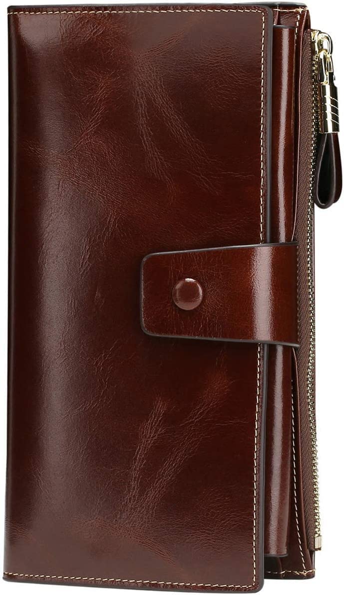  Itslife Men's RFID Vintage Look Genuine Leather Long