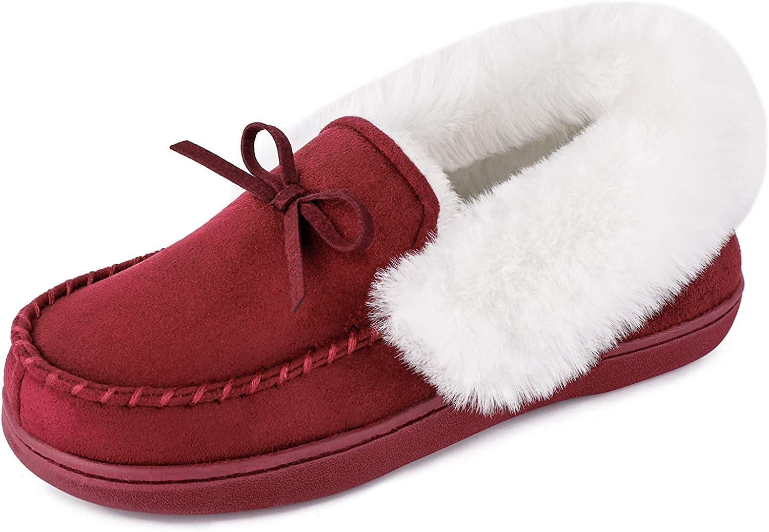 44) HomeIdeas Women's Faux Fur Lined Suede House Slippers