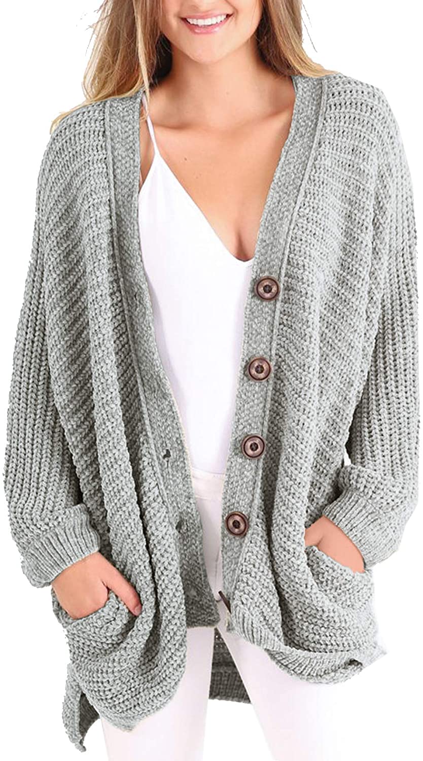 Botanik piedestal papir Womens Plus Size Cardigan Oversized Cable Knit Button Down Chunky Sweater  Coats | eBay