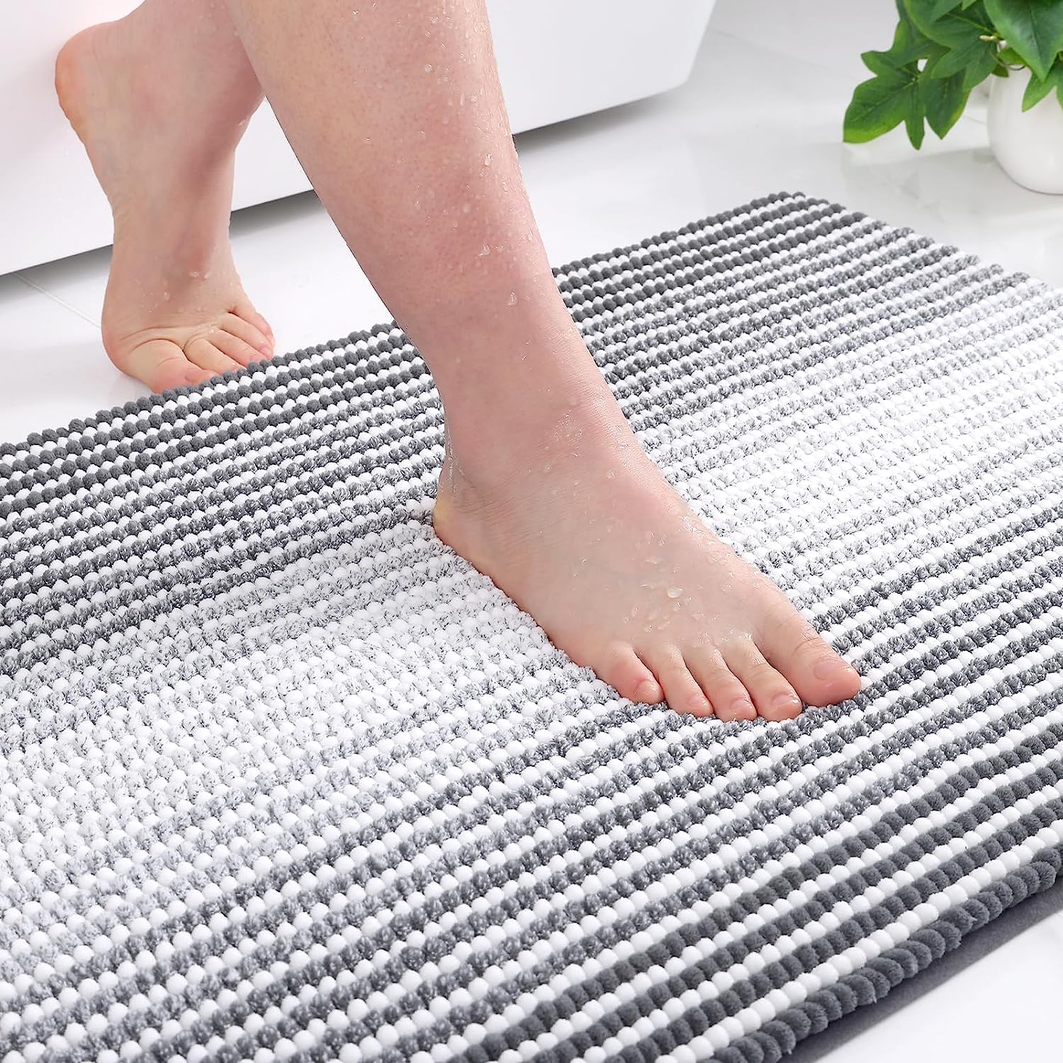 Bathroom Rugs Non-Slip Chenille Bath Mat for Bathroom Extra Soft