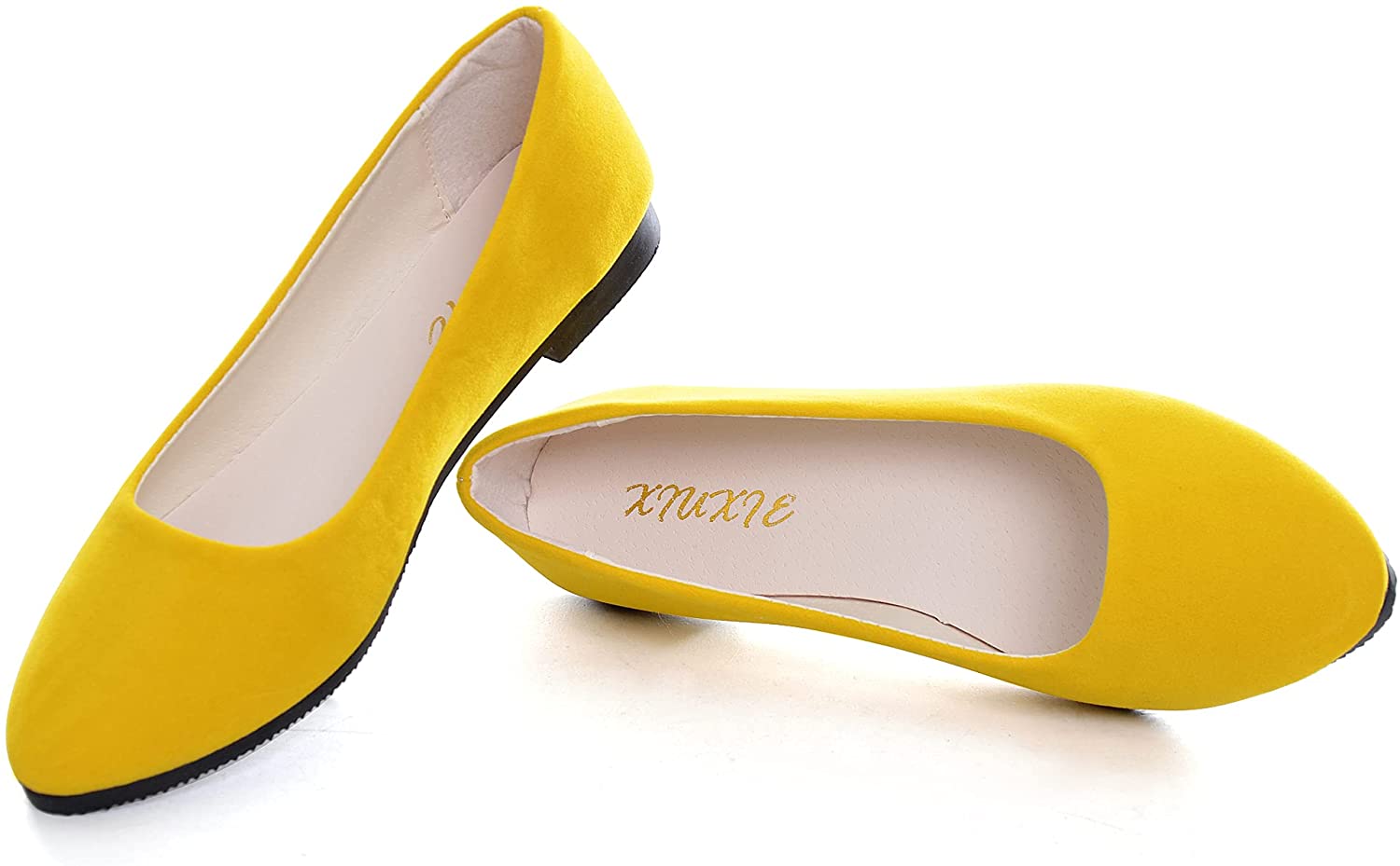 Dear Time Women Flat Shoes Fashion Comfortable Slip on Pointed Toe Ballet  Flats Orange US 8.5
