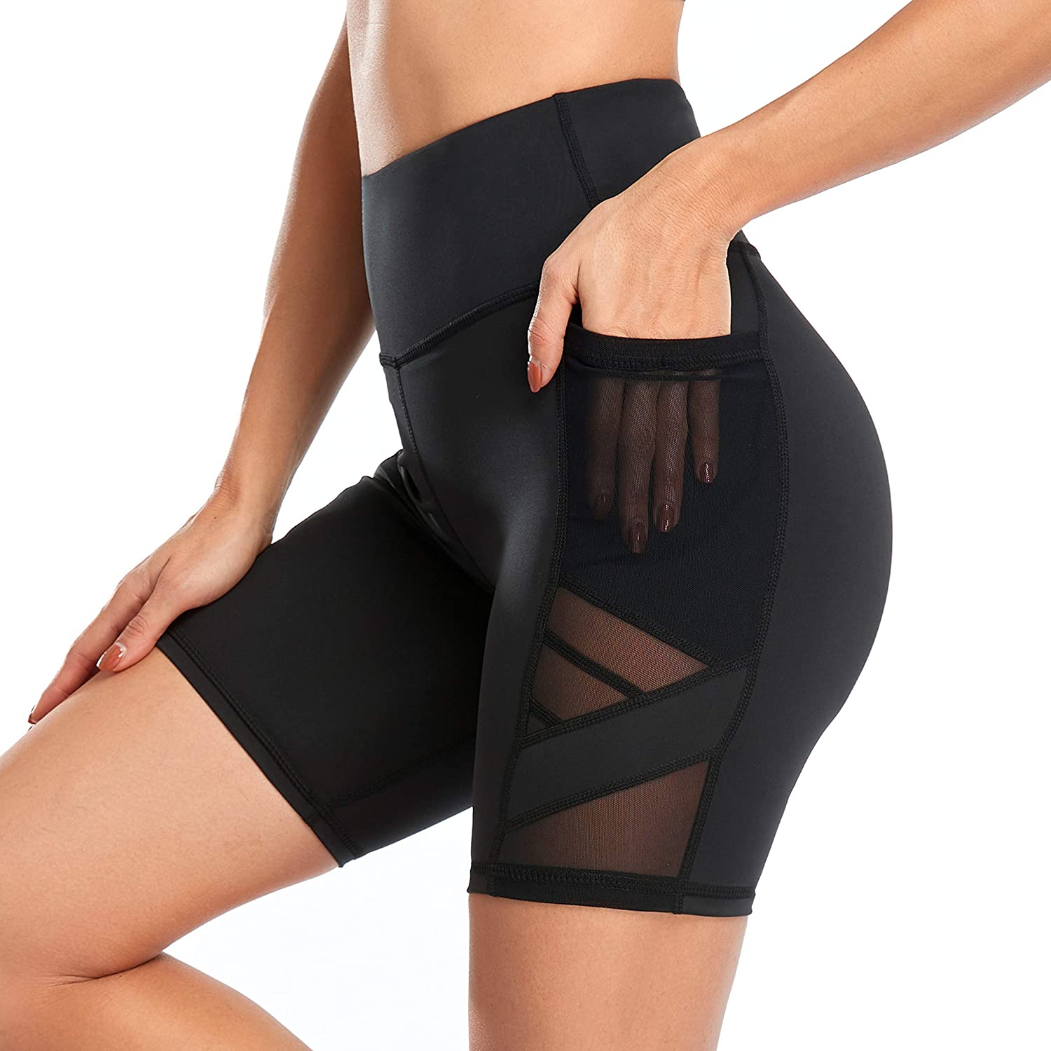 CUFFLLE Women's Mesh High Waist Leggings Yoga Pants with Pockets Tummy  Control Workout Yoga Leggings (XS, Black) : : Fashion