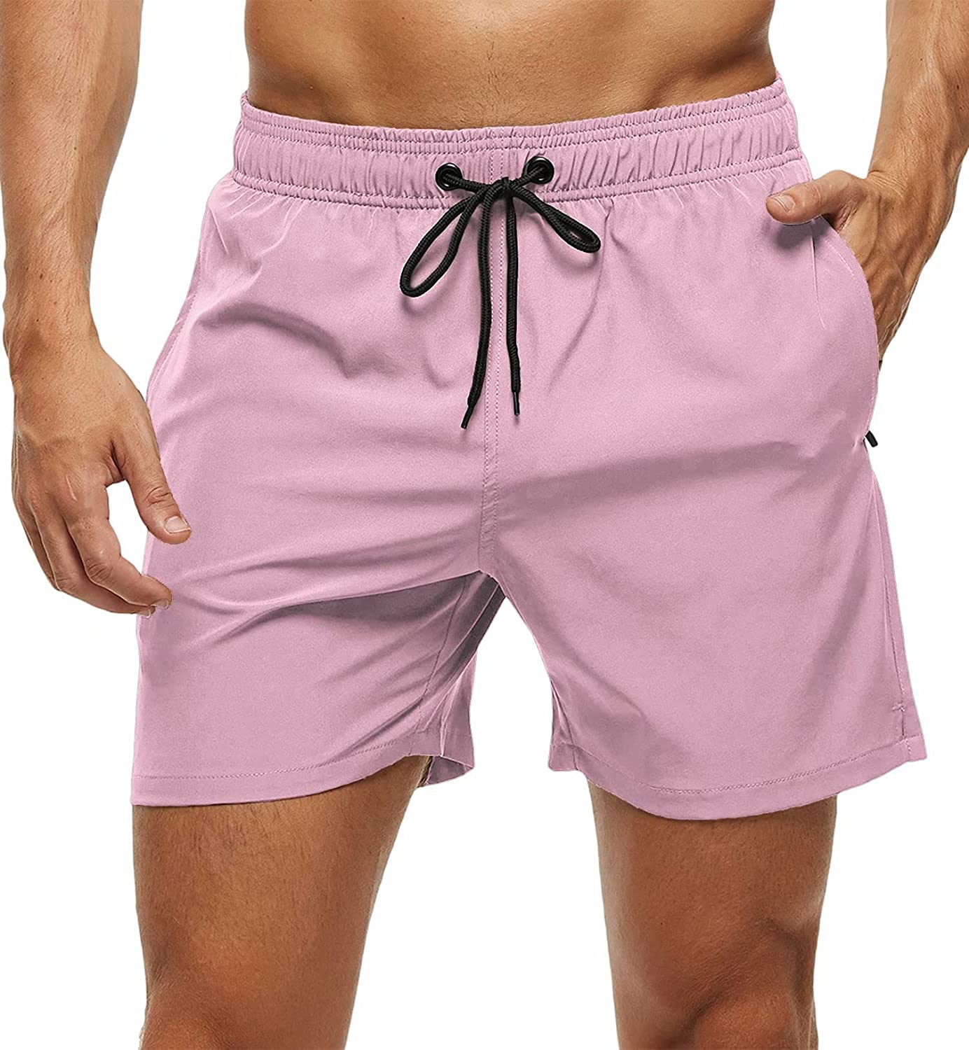 Tyhengta Men's Swim Trunks Quick Dry Beach Shorts with Zipper Pockets and  Mesh L