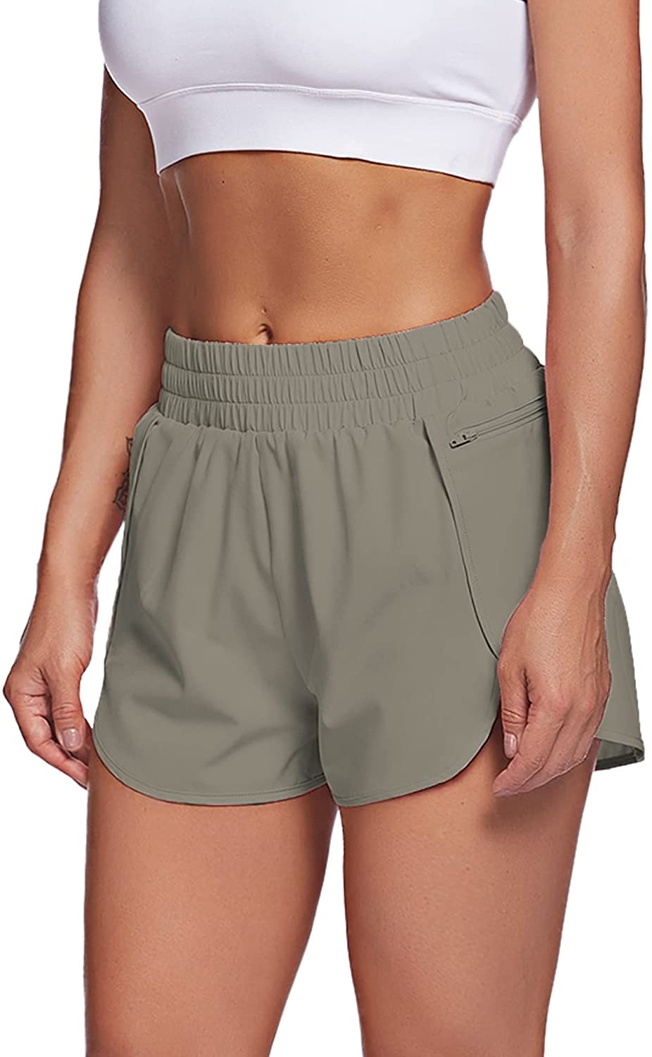 LaLaLa Womens Workout Shorts with Zip Pocket Quick-Dry Athletic Shorts  Sports El | eBay