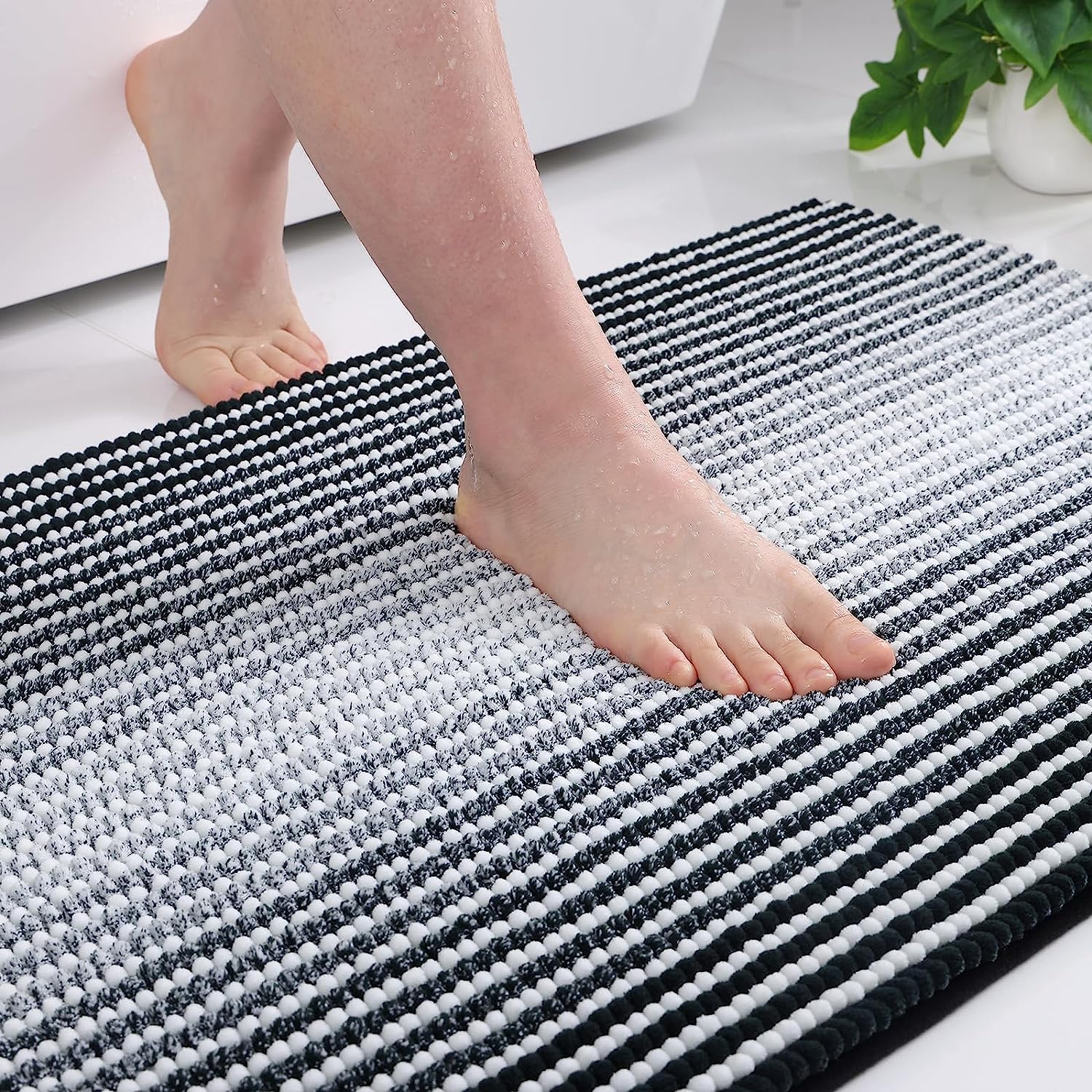 Colorxy Chenille Bathroom Rugs, Extra Soft and Absorbent Bath Mat, Non-Slip  Machine Washable Rug, Luxury Plush Shaggy Bath Carpet, Suitable for