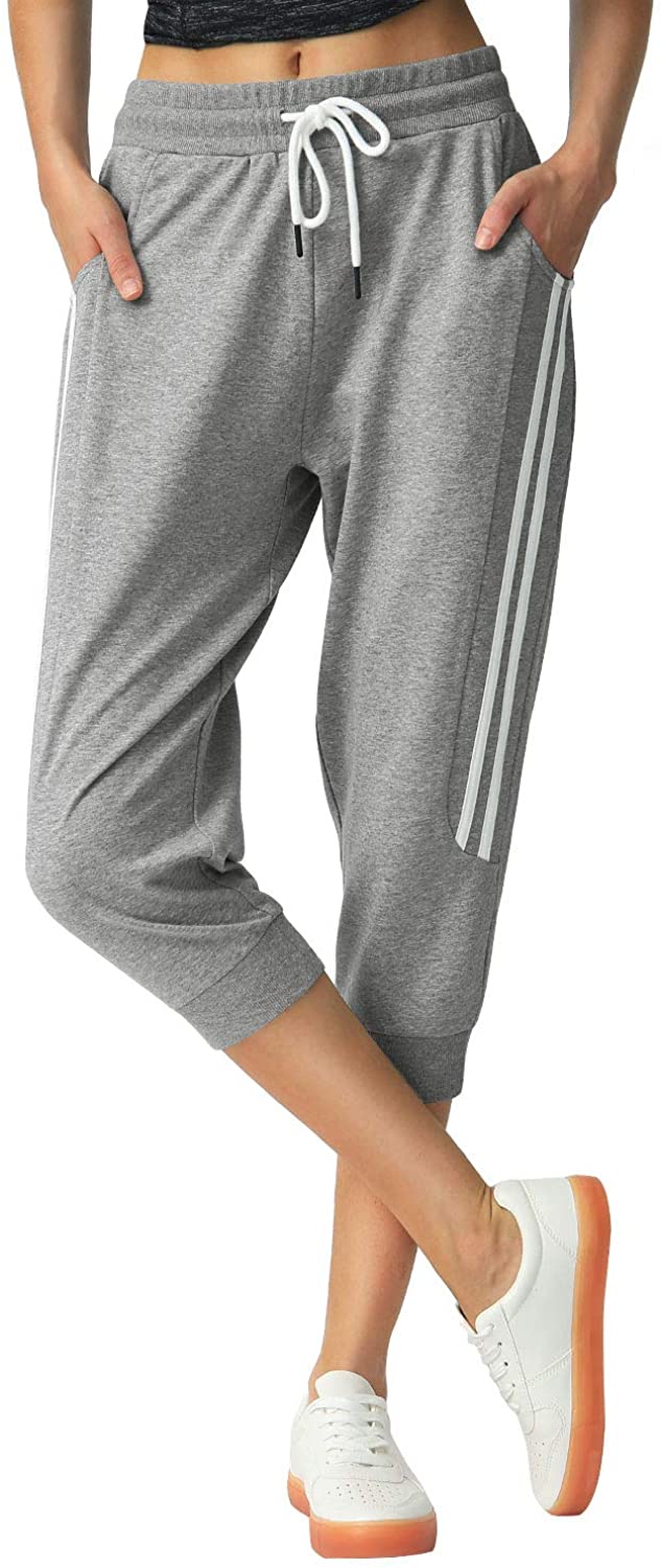 SPECIALMAGIC Capri Sweatpants for Women Casual Capri Pants Capri Joggers  Sports Pants Cropped Joggers with Pockets