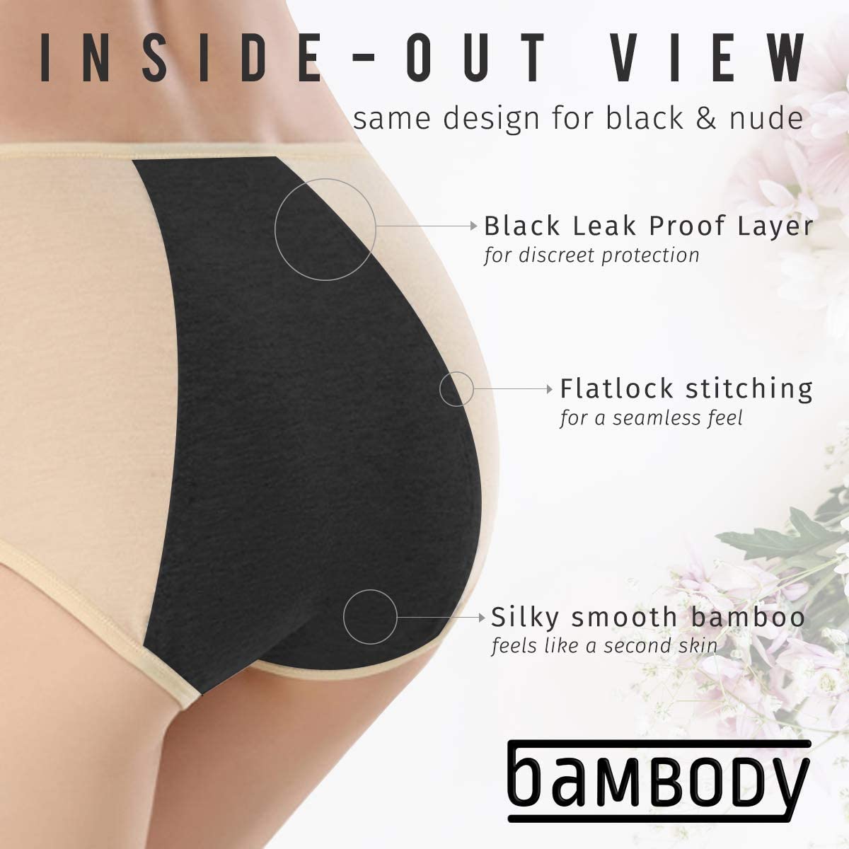 Period Panties/Maternity & Postpartum Underwear Bambody Absorbent/Overnight High Waist Panty