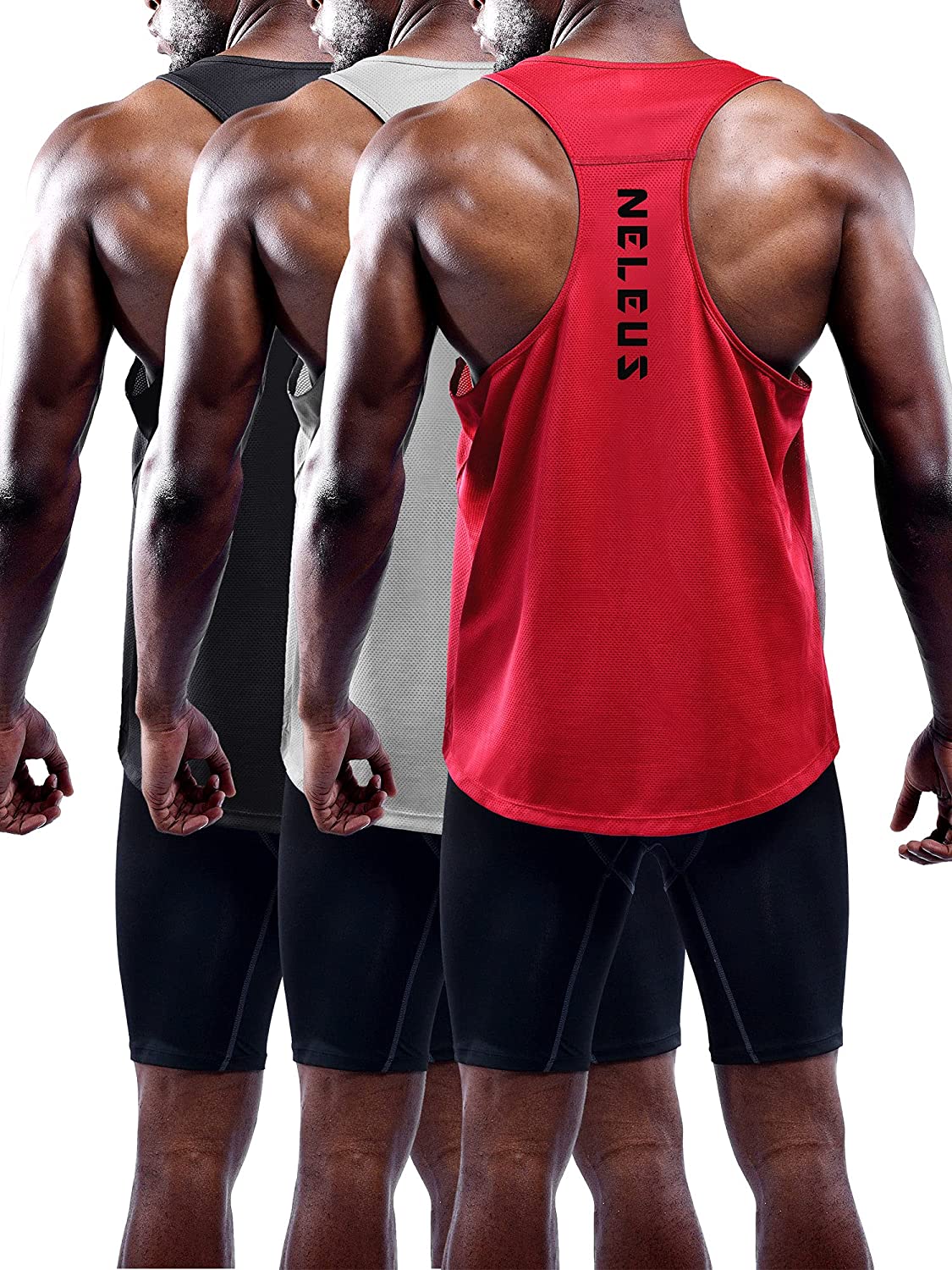 Neleus Men's Workout Tank Tops 3 Pack Sleeveless Running Shirts