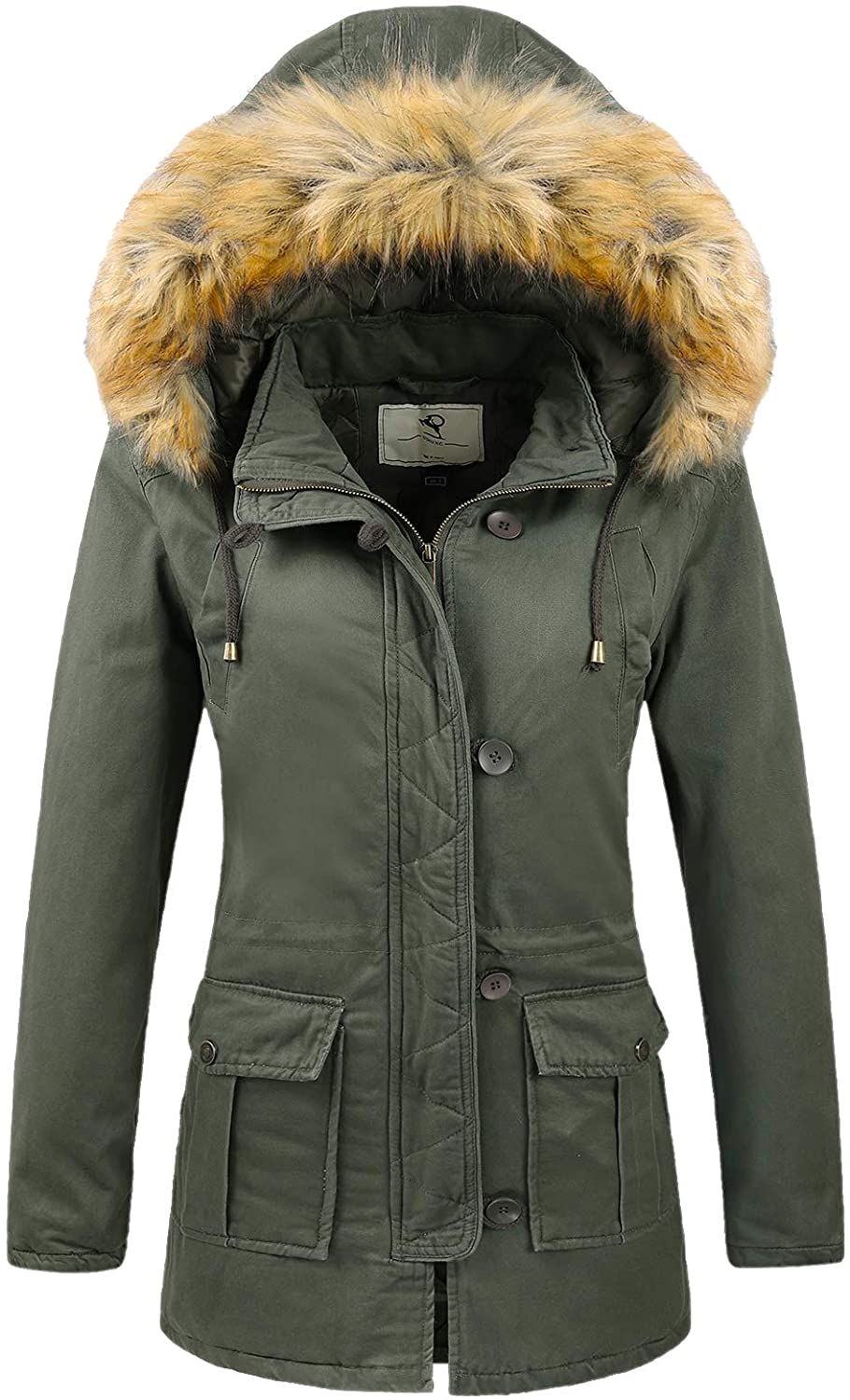 Uoiuxc Women's Warm Winter Coat Hooded Fleece Lined Parkas Jacket 