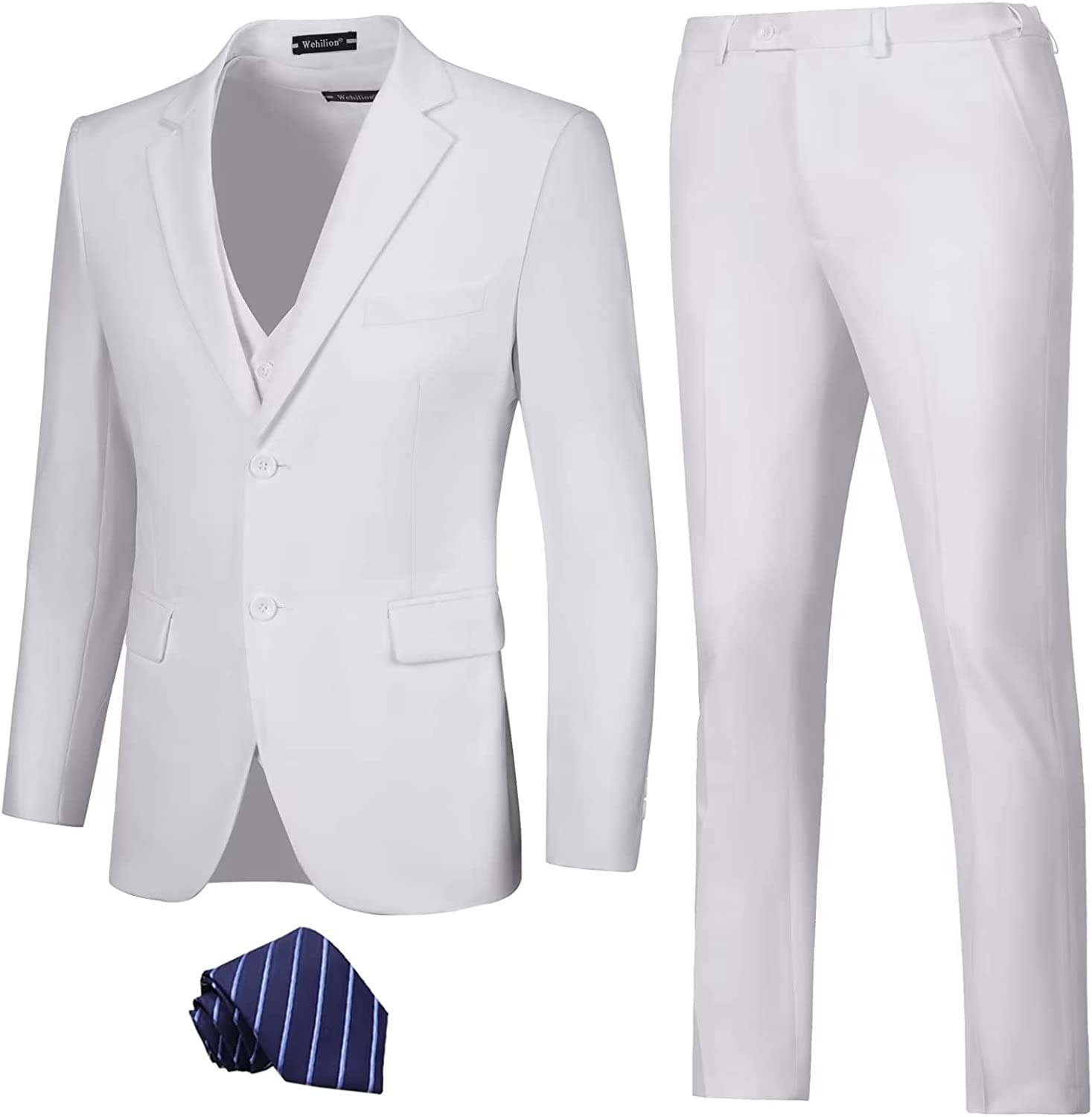 LOPEN STU Mens Suit Slim Fit 3 Piece Wedding Outfit Prom Suits for Men ...