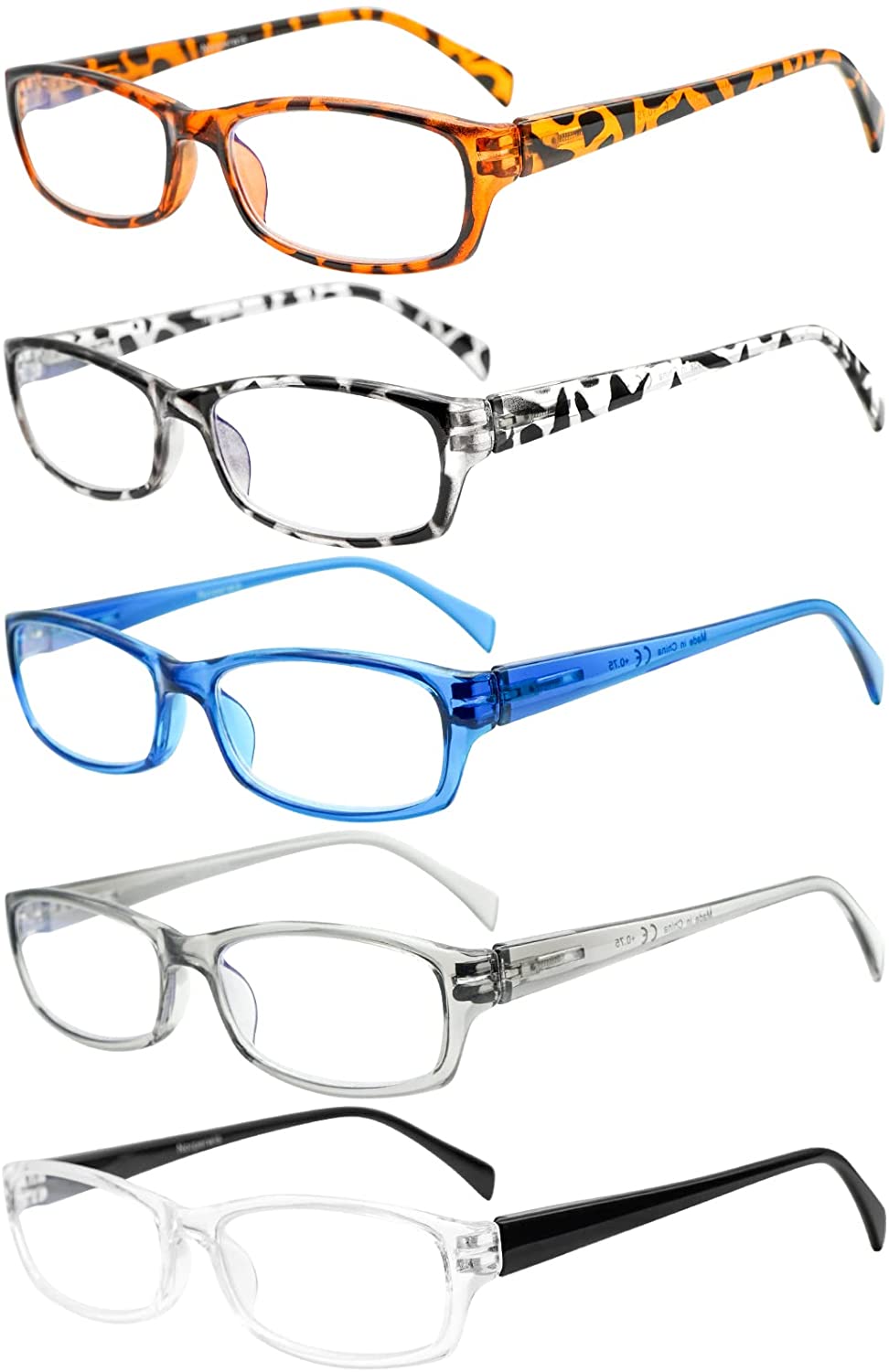 5 Pack Computer Reading Glasses Men and Women Anti Eyestrain Blue Light Blocking Glasses for Reading 