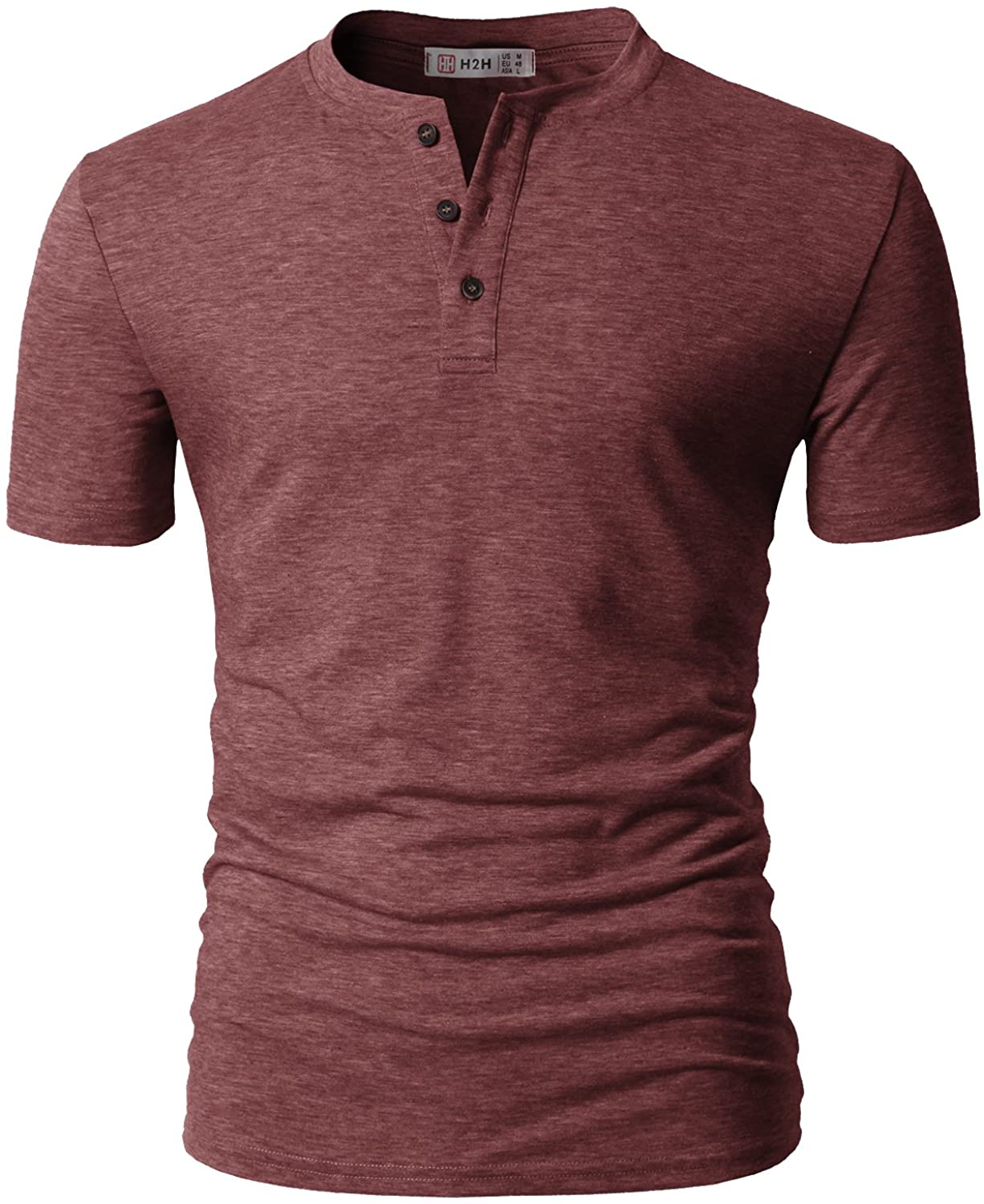 H2H Mens Casual Premium Slim Fit Henley T-Shirts Short Sleeve ...