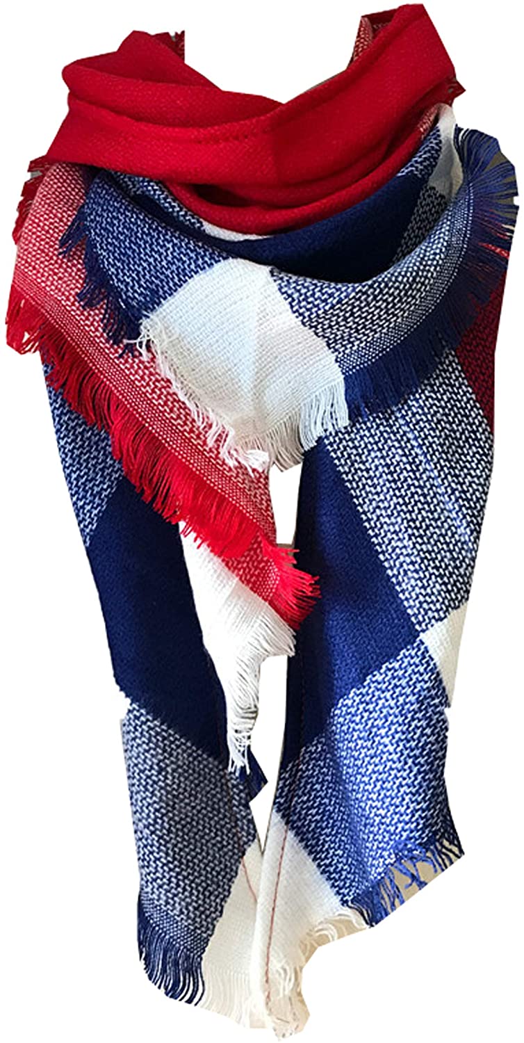 Wander Agio Womens Warm Long Shawl Wraps Large Scarves Knit Cashmere Feel  Plaid