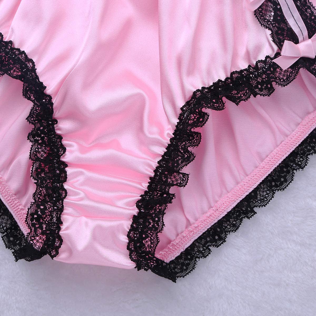 Inlzdz Men S Silky Satin Ruffled Lace Lingerie French Maid Sissy