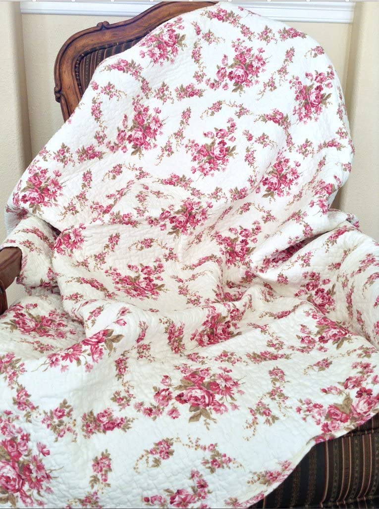 Details about   Cozy Line Home Fashions Vintage Floral Quilted Throw 100% Cotton Reversible All 
