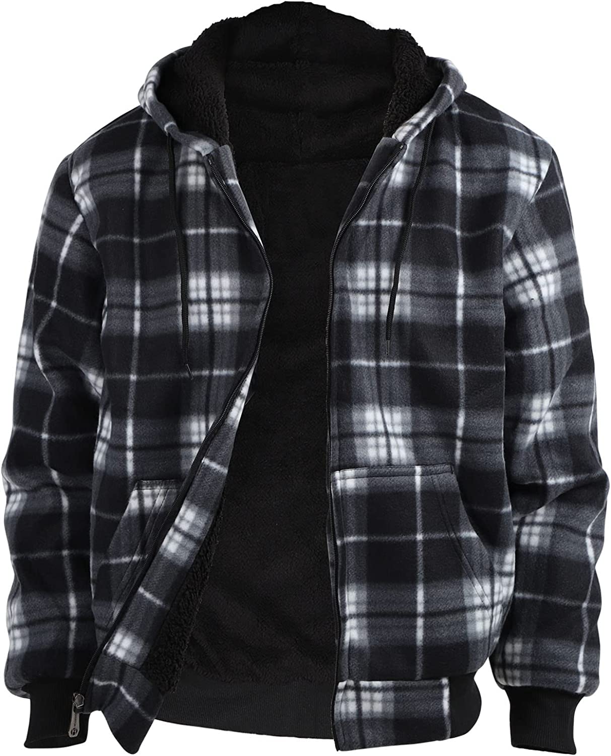 Winter Heavy Warm Sherpa Lined Fleece Plaid Flannel Jacket Men Plus Size S- 5XL Big&Tall Mens Coat (Medium, Black as Shown) : : Clothing,  Shoes & Accessories