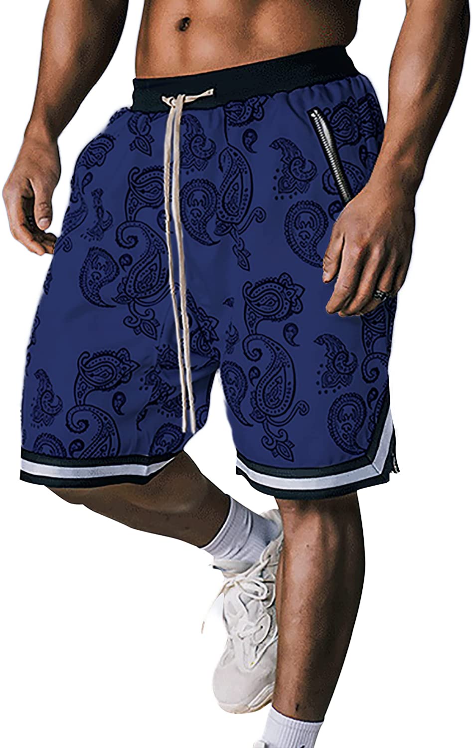 MECH-ENG Men's Paisley Shorts Mesh Gym Basketball Shorts