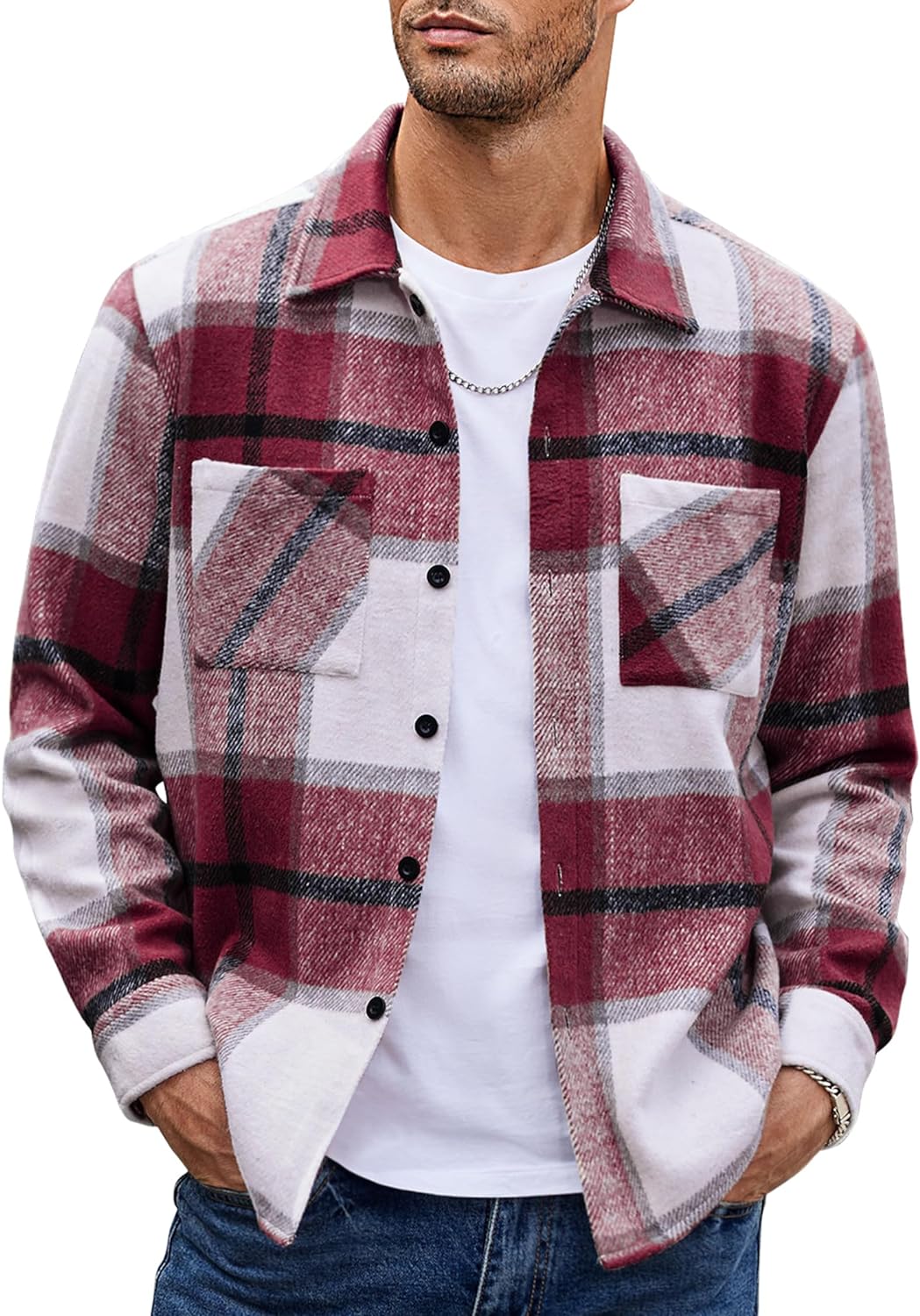  COOFANDY Mens Long Sleeve Button Up Plaid Shirts Regualr Fit  Cotton Flannel Shirt : Clothing, Shoes & Jewelry