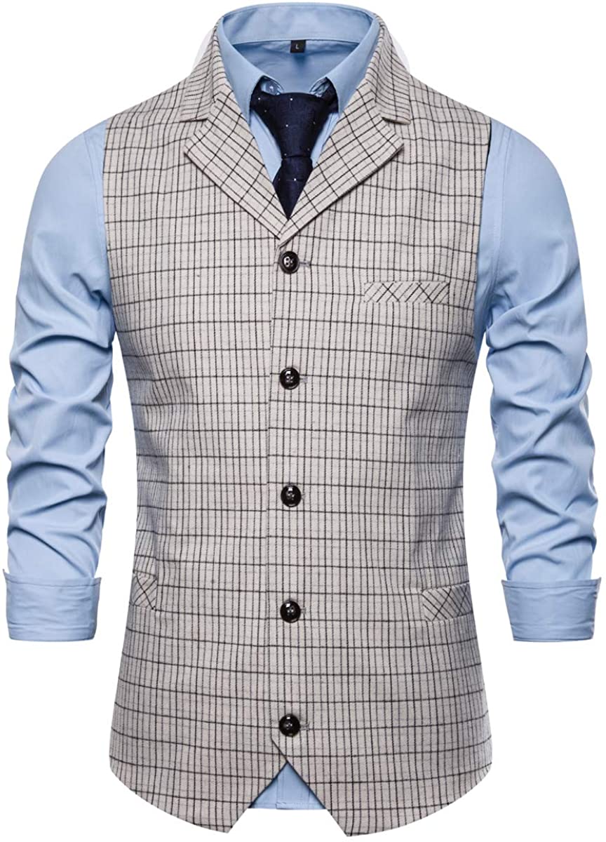 Mens Slim Fit Dress Vest Formal Premium Button Down Vest Single Breasted Vest Waistcoat