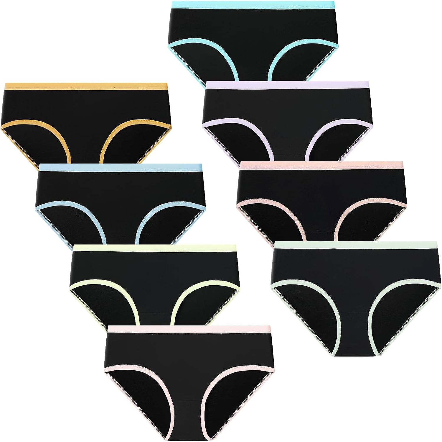 Domee Teen Girls Cotton Underwear Panties Briefs Pack of 8 Solid