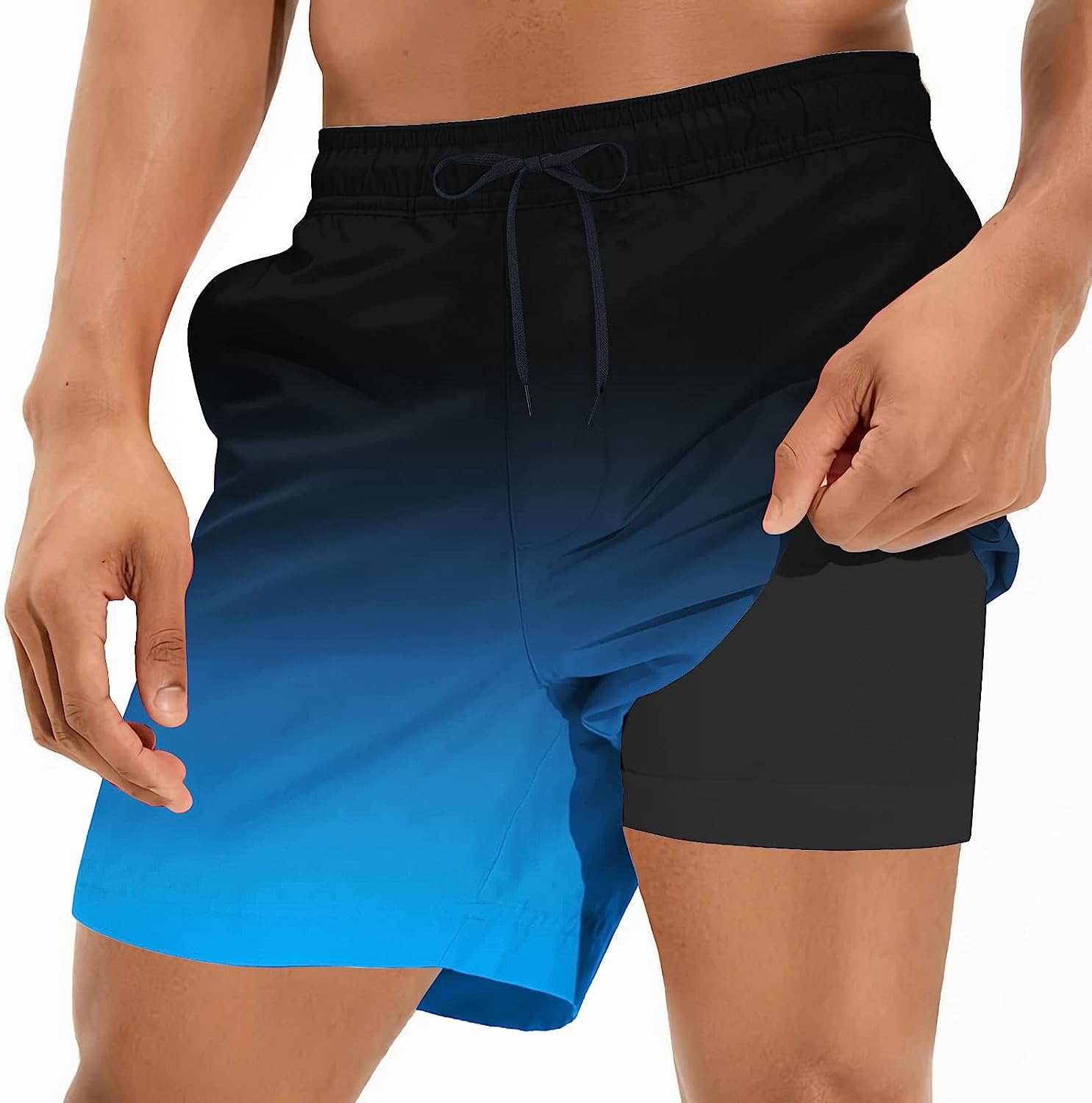 Cozople Mens Swimming Trunks with Compression Liner Swim Shorts 7 inch Quick Dry Bathing Suit Anti Chafe Boardshorts