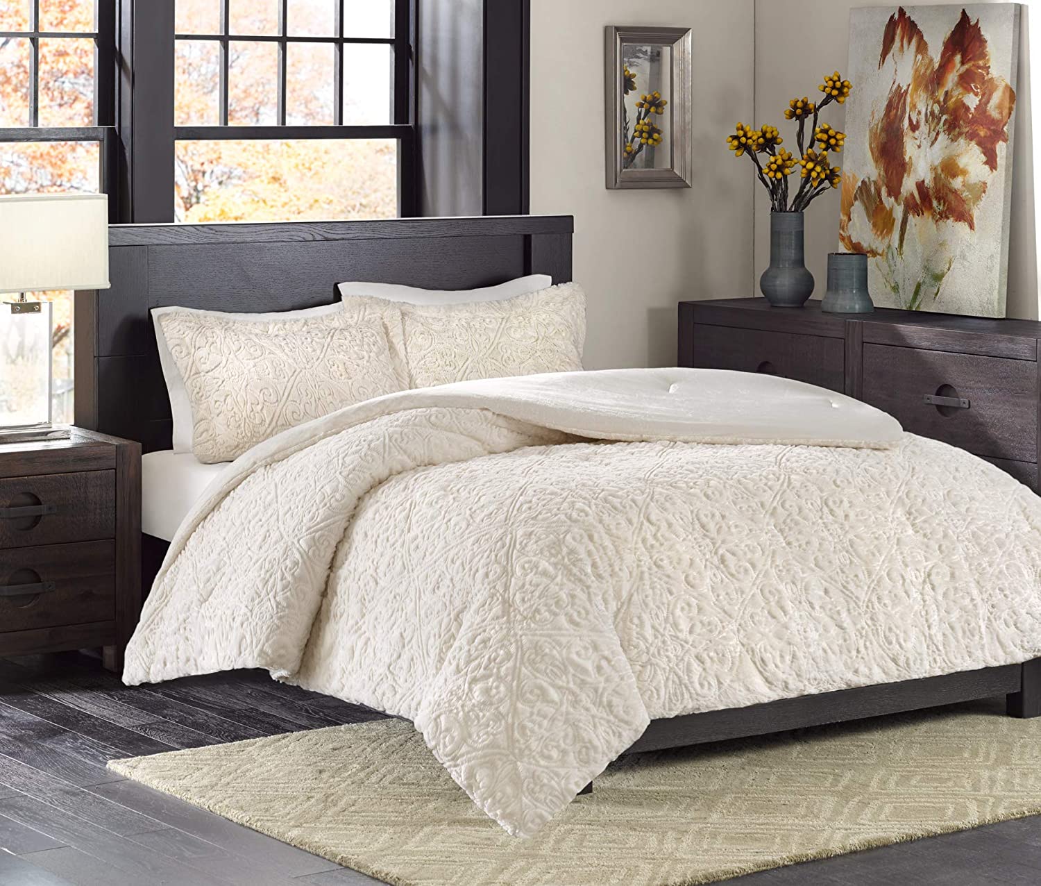 Madison Park Bismarck King Size Bed, King Size Bed Comforter Set White