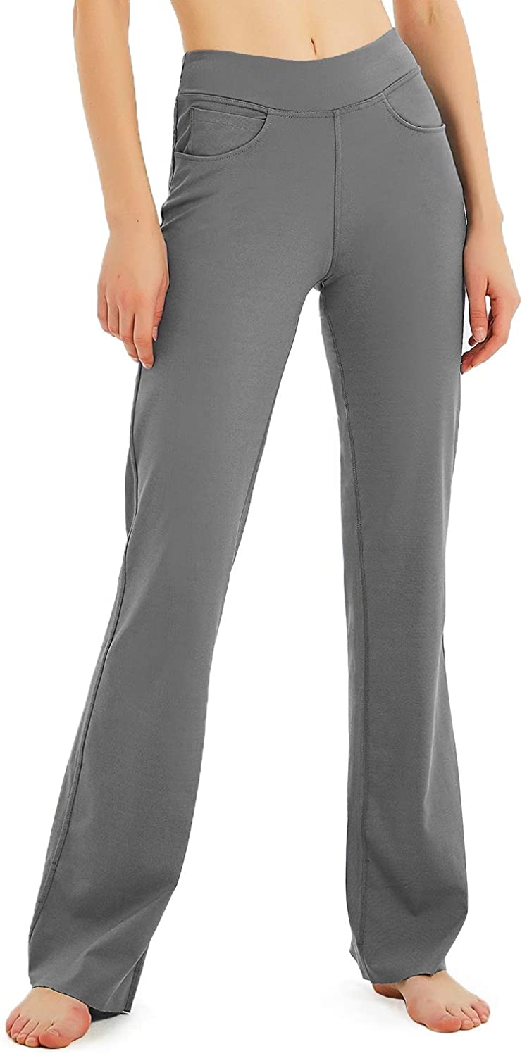 G Gradual 28/30/32/34 Inseam Women's Bootcut Yoga Pants Long Bootleg  High-Waisted Flare Pants with Pockets CharcoalFlare_30_X-Large Ch