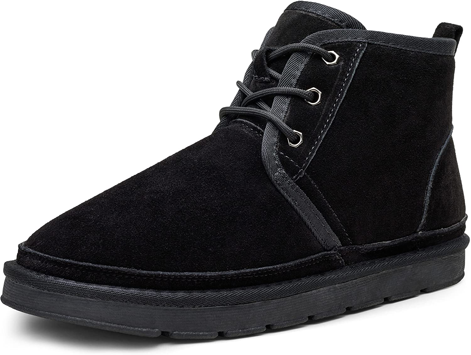 Jousen Men's Winter Boots Suede Leather Snow Boots for Men Warm Fur Chukka  Boots