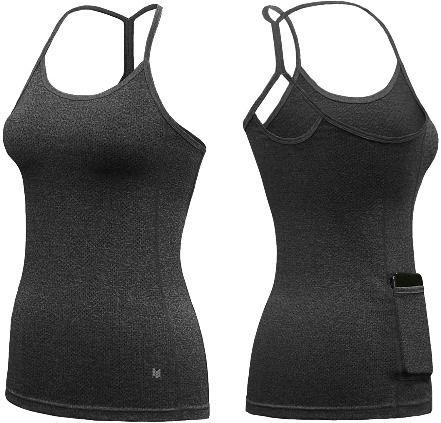 Strappy Athletic Tanks with Side Pocket Exercise Gym Yoga Shirts ODODOS Workout Tank Tops for Women