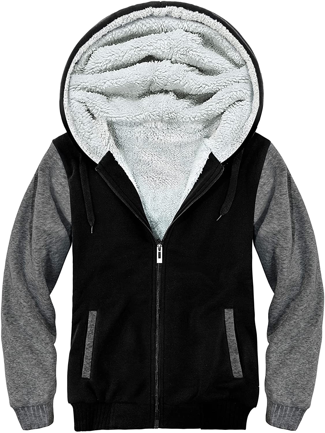 Geek Lighting Men's Hoodies Fully Sherpa Lined Zip Up Sweatshirts Heavy Thick Fleece Jacket Warm Winter Workout Pullover 