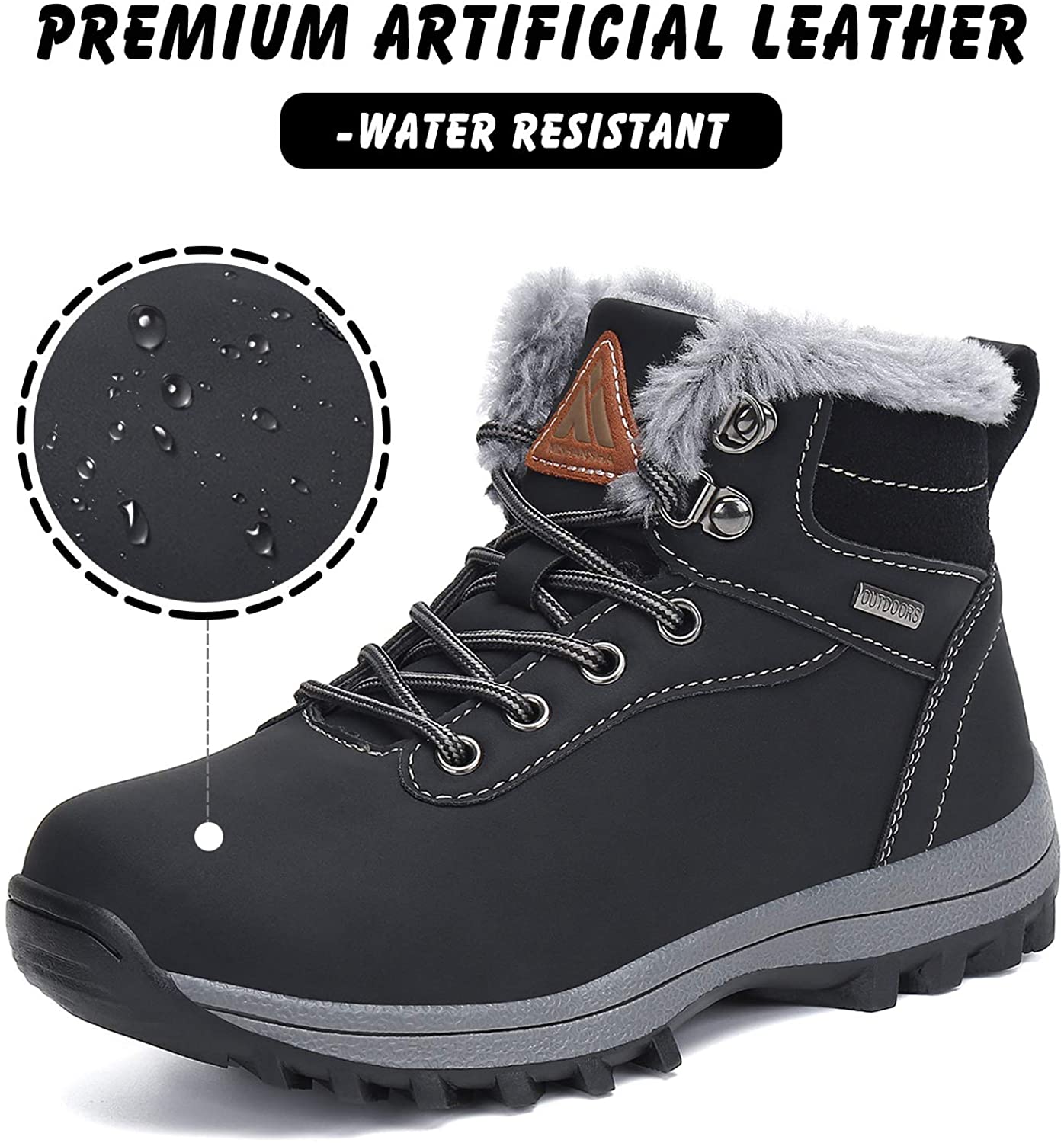 Mishansha Kids Snow Boots Water Resistant Warm Inside Boys Girls Hiking ...