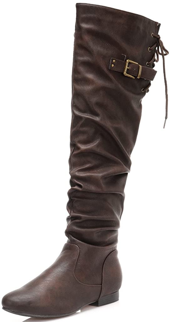 DREAM PAIRS Womens Fashion Casual Over The Knee Pull on Slouchy Boots 