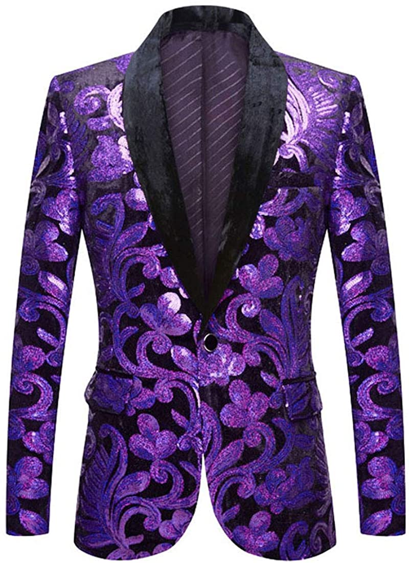 purple pattern suit