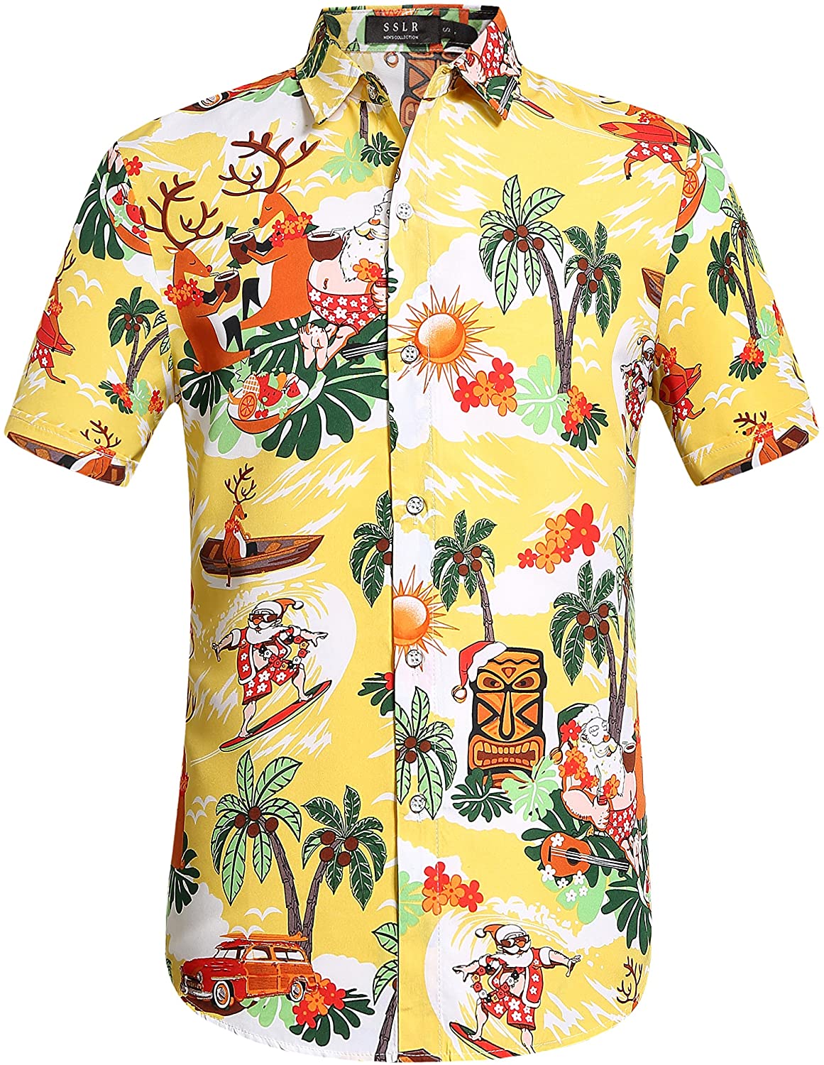 Christmas Hawaiian SSLR Long Sleeve Button Down Ugly Shirts Size
