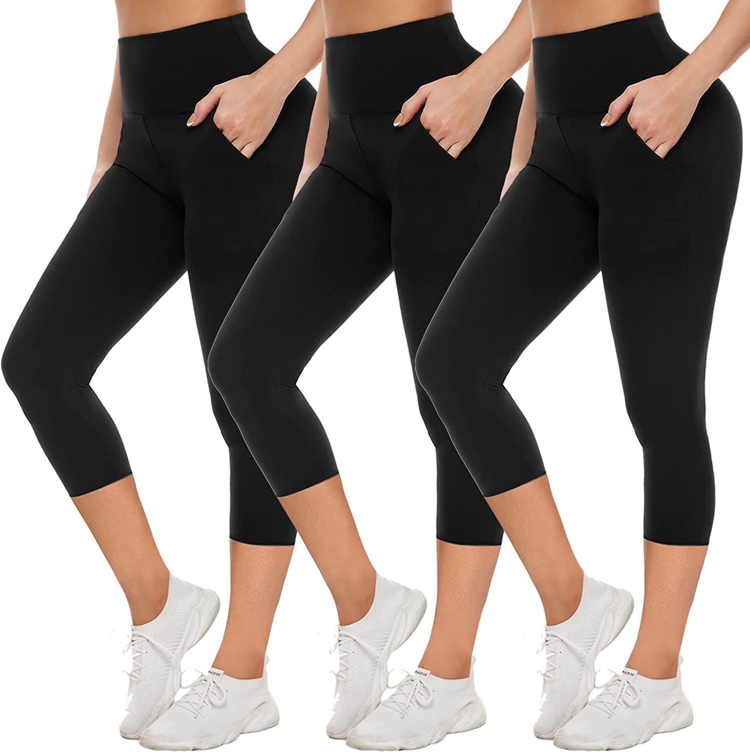 NEW YOUNG 3 Pack Leggings with Pockets for Women,High