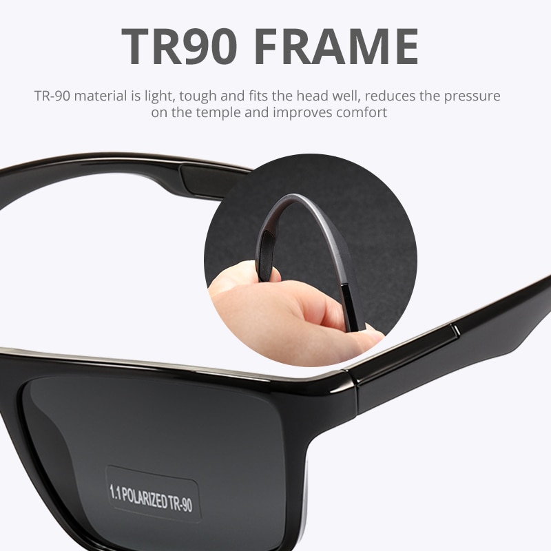 KDEAM Rectangular Ultra Light TR90 Sunglasses Men Polarized TAC 1.1mm Thickness Lens Driving Sun Glasses Women Sports Cat.3-3