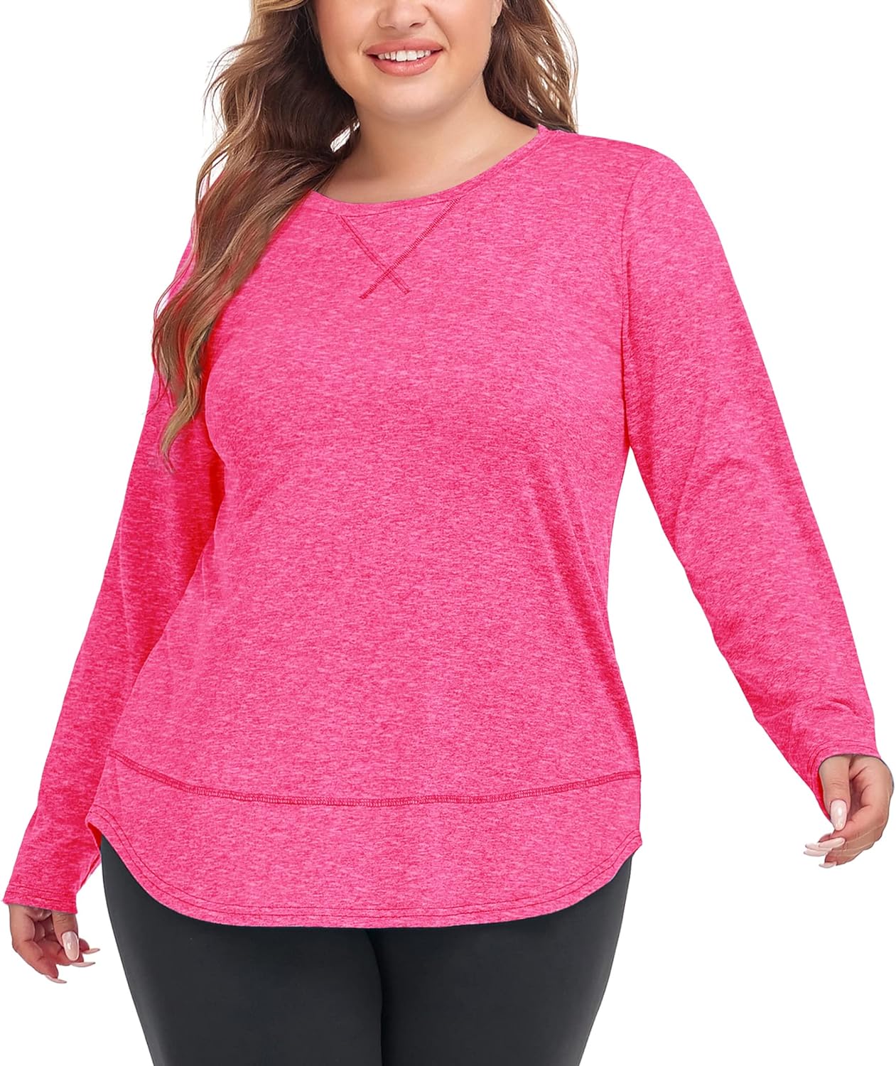 COOTRY Plus Size Workout Tops for Women Long Sleeve Shirts