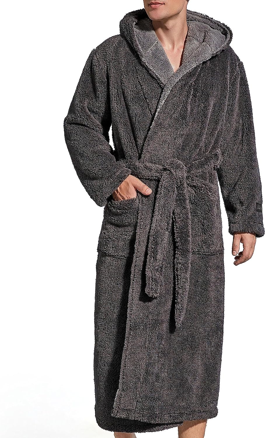SlumberMee Mens Fleece Plush Robe with Hood Ultra Soft Fluffy Full Length  Long with Pockets Luxurious House Coat : : Clothing, Shoes 