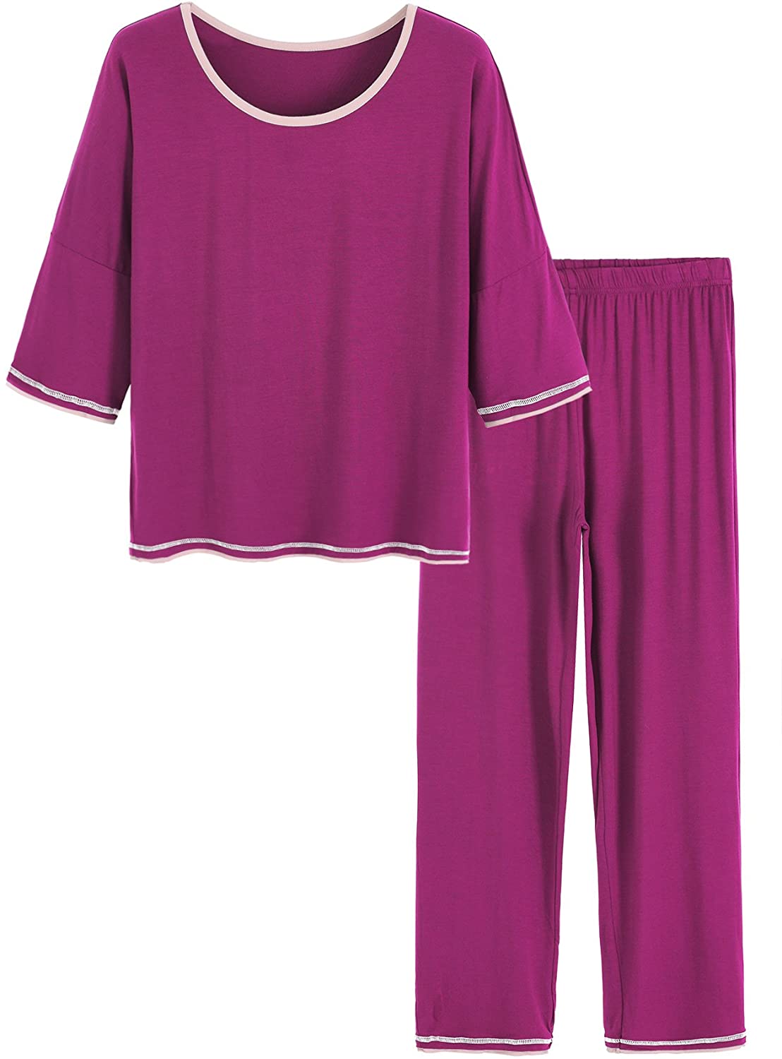 Latuza Women's 3/4 Sleeve Scoop Neck Pajama Set : : Clothing,  Shoes & Accessories